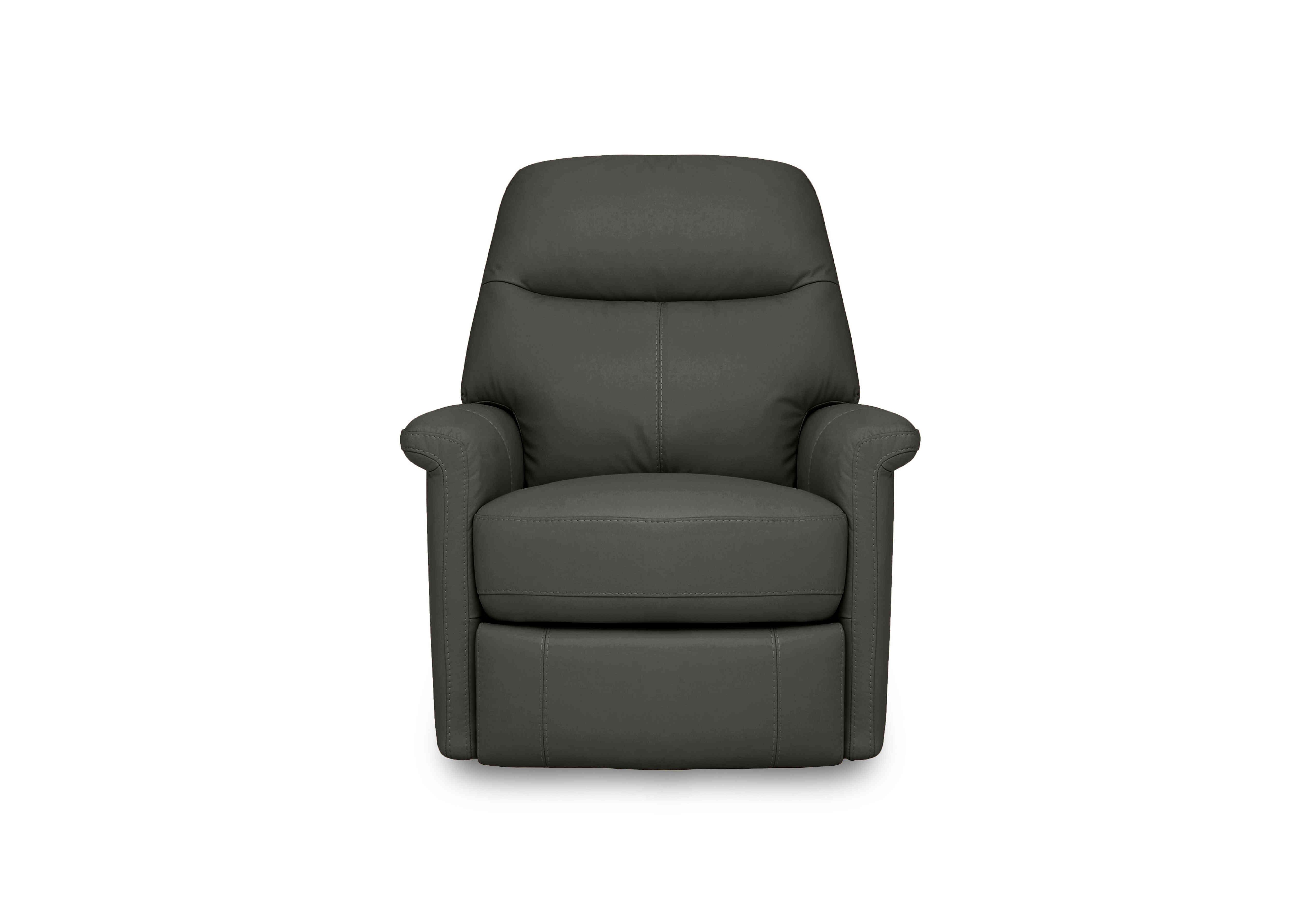 Compact Collection Lille Leather Rocker Swivel Chair with Power Recliner in Nc-088e Charcoal Grey on Furniture Village