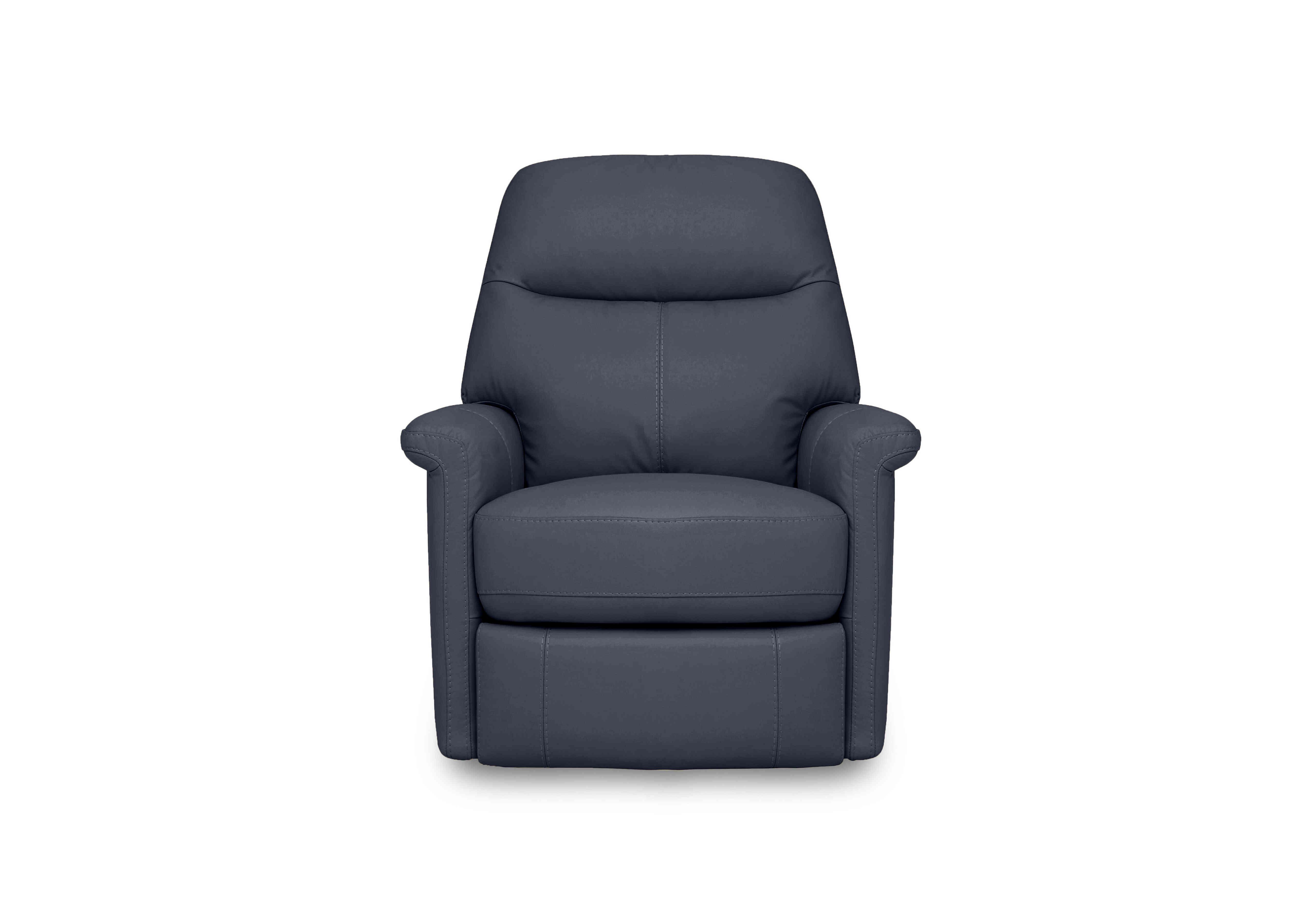 Compact Collection Lille Leather Rocker Swivel Chair with Power Recliner in Nc-313e Ocean Blue on Furniture Village