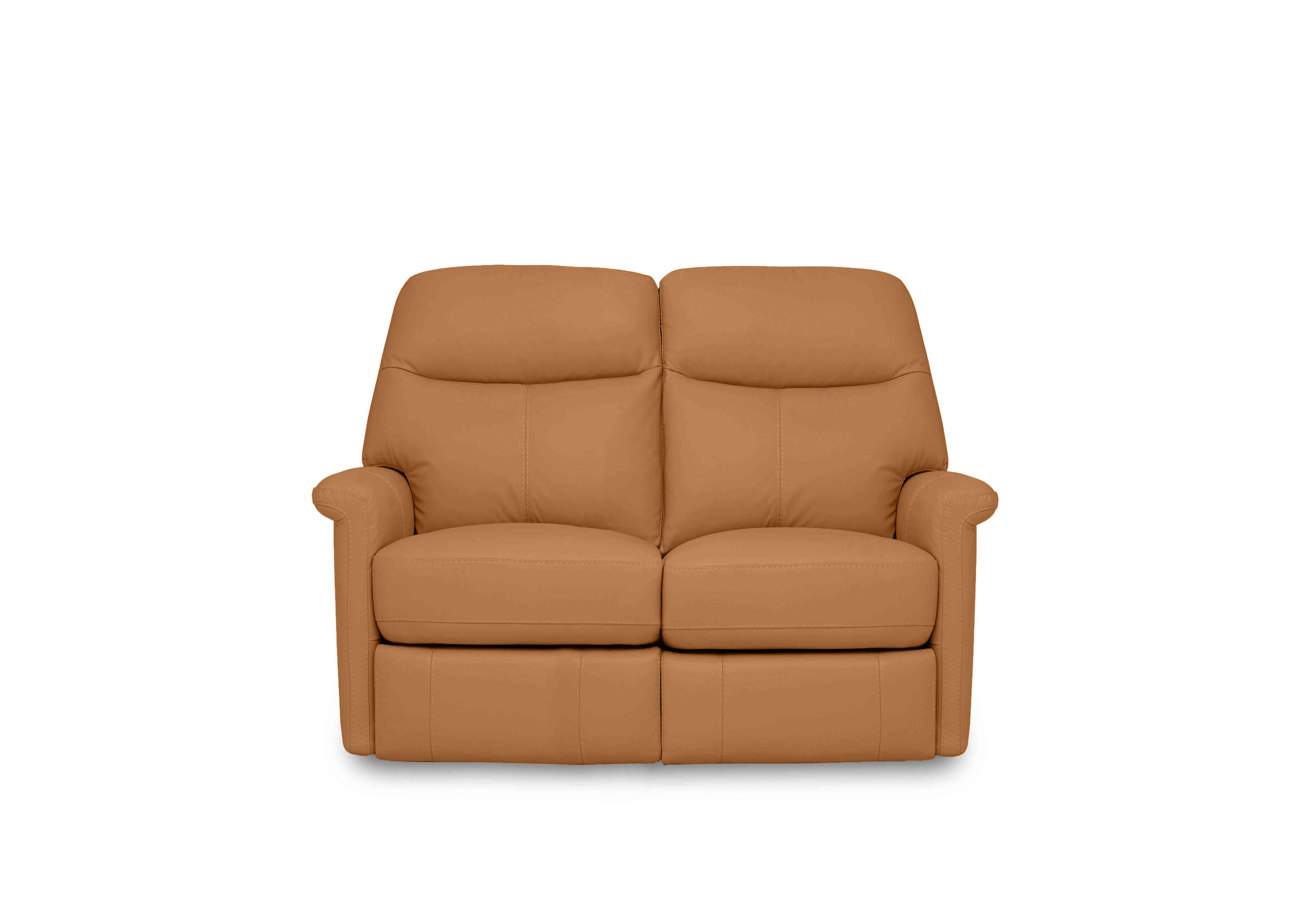 Compact Collection Lille 2 Seater Leather Sofa in Bv-335e Honey Yellow on Furniture Village