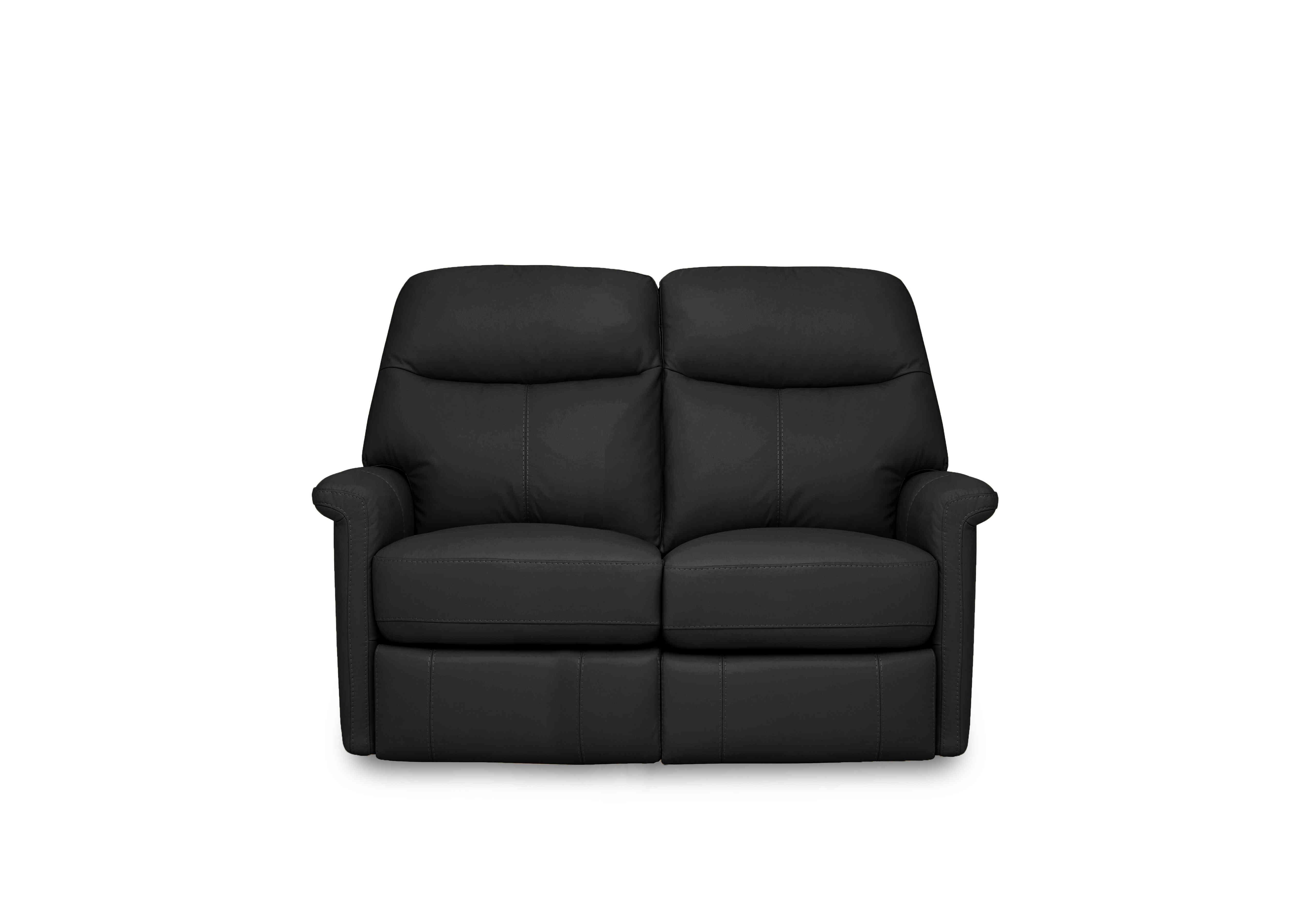 Compact Collection Lille 2 Seater Leather Sofa in Nw-520e Black on Furniture Village