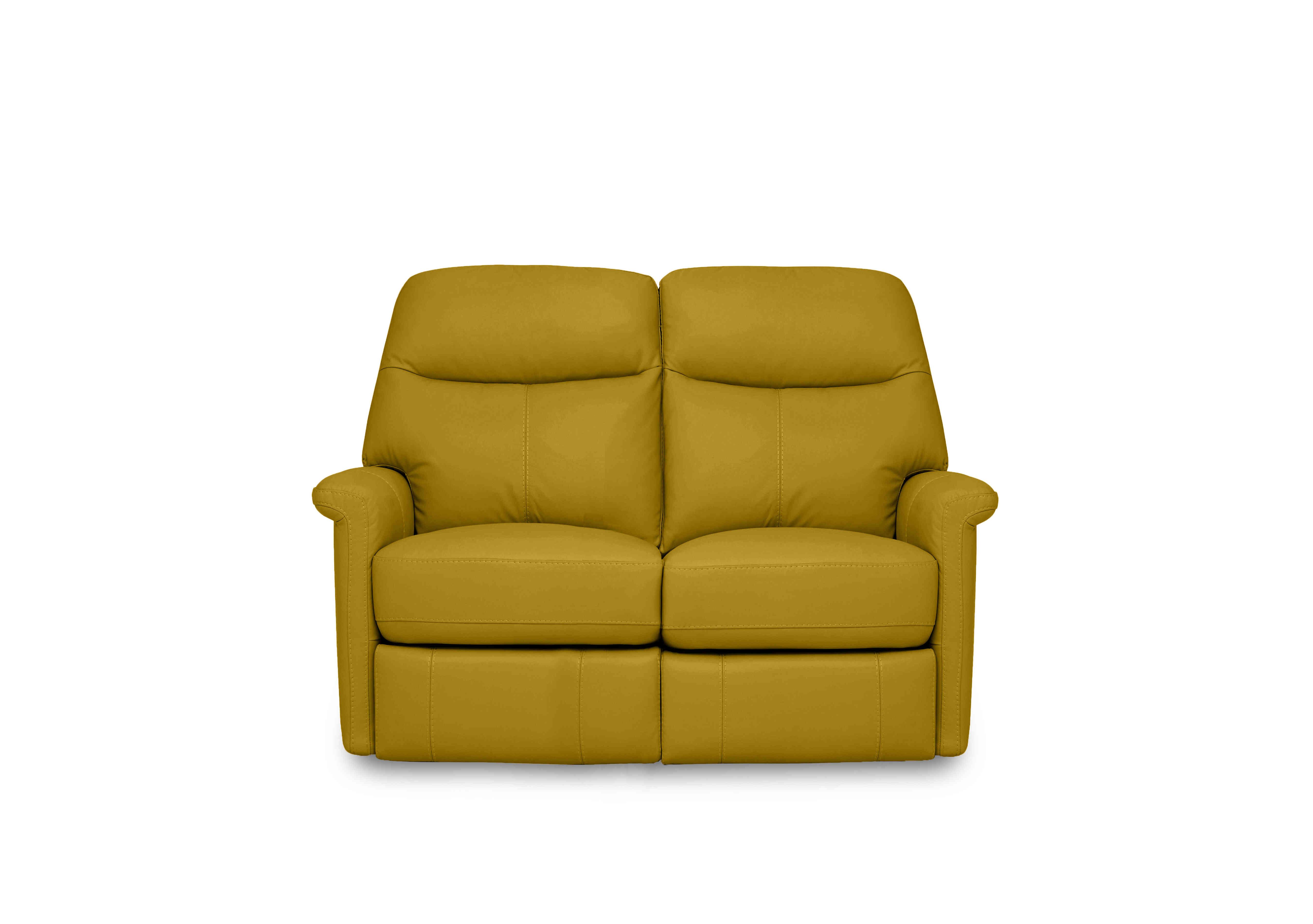 Compact Collection Lille 2 Seater Leather Sofa in Nw-663e Yellow on Furniture Village