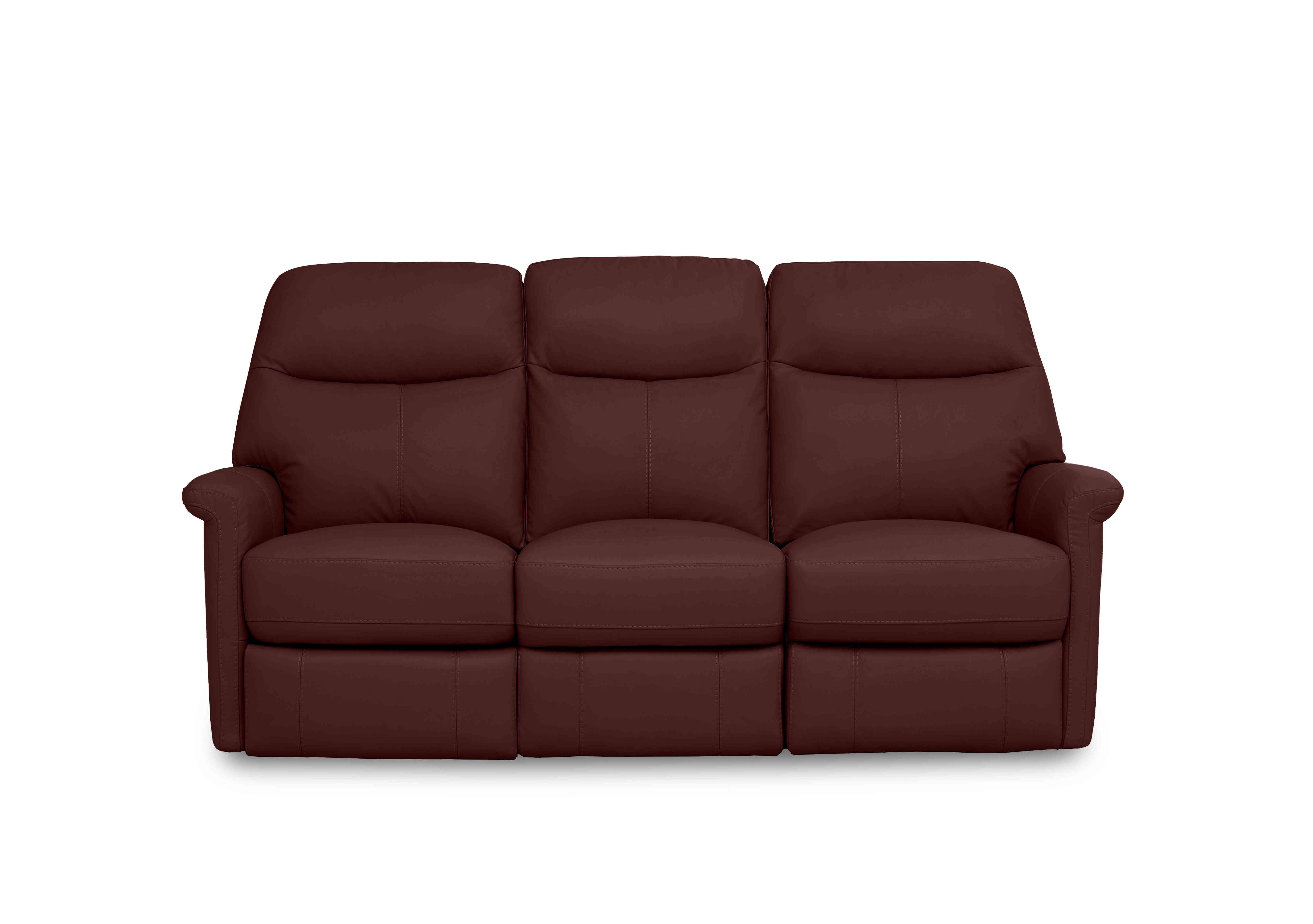 Compact Collection Lille 3 Seater Leather Sofa in Bv-035c Deep Red on Furniture Village