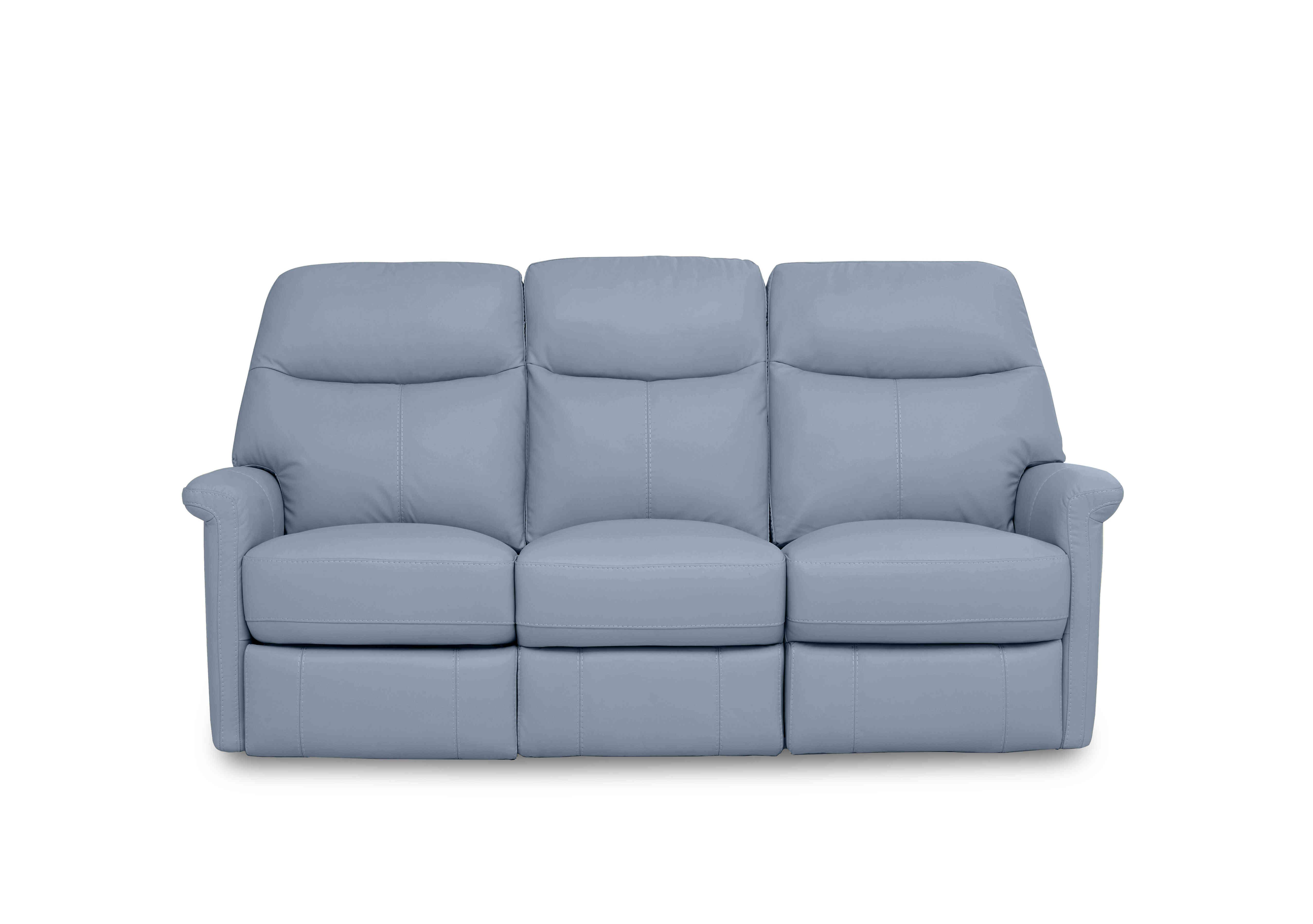 Compact Collection Lille 3 Seater Leather Sofa in Nc-026e Pearl Blue on Furniture Village