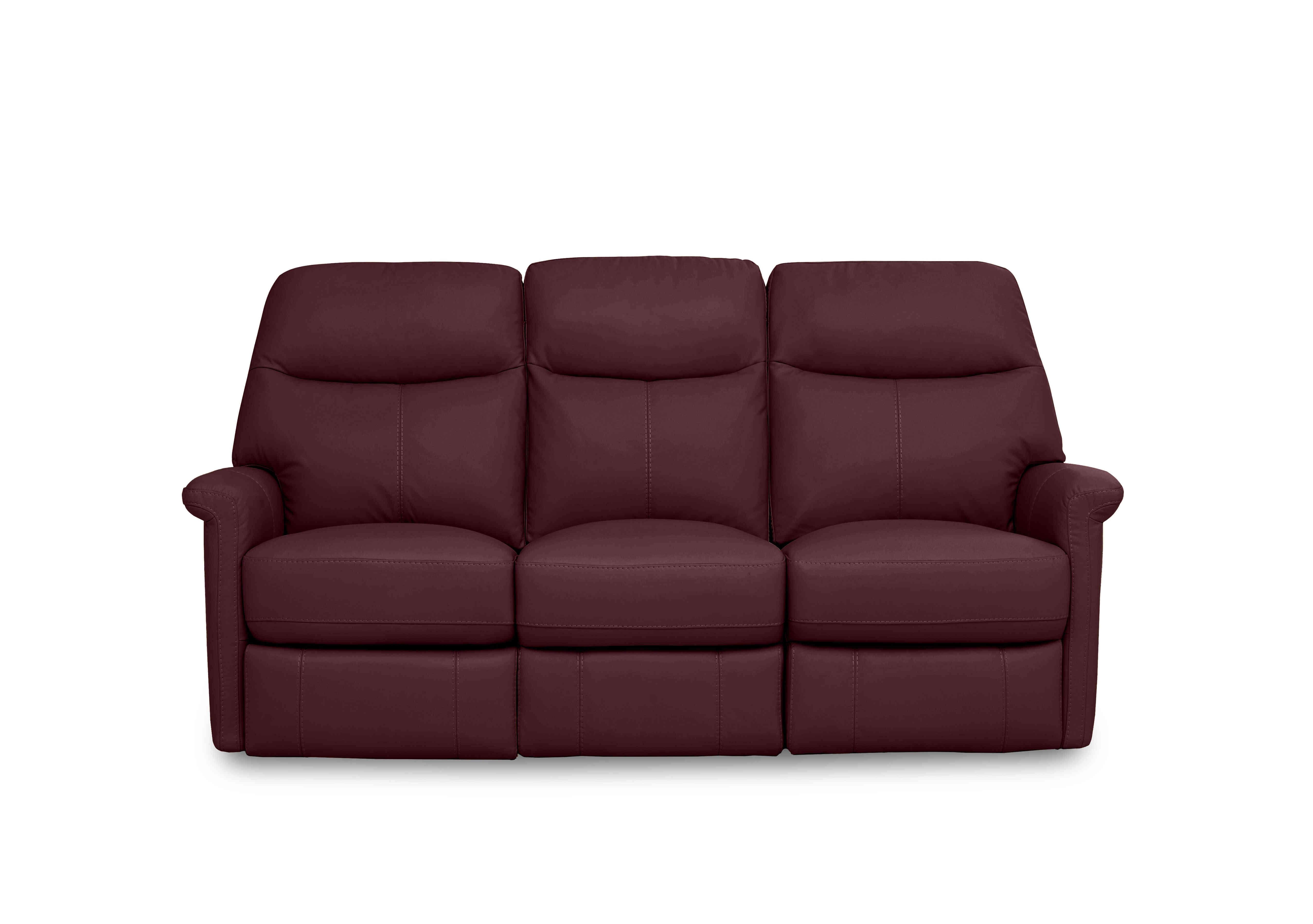 Compact Collection Lille 3 Seater Leather Sofa in Nc-035c Deep Red on Furniture Village