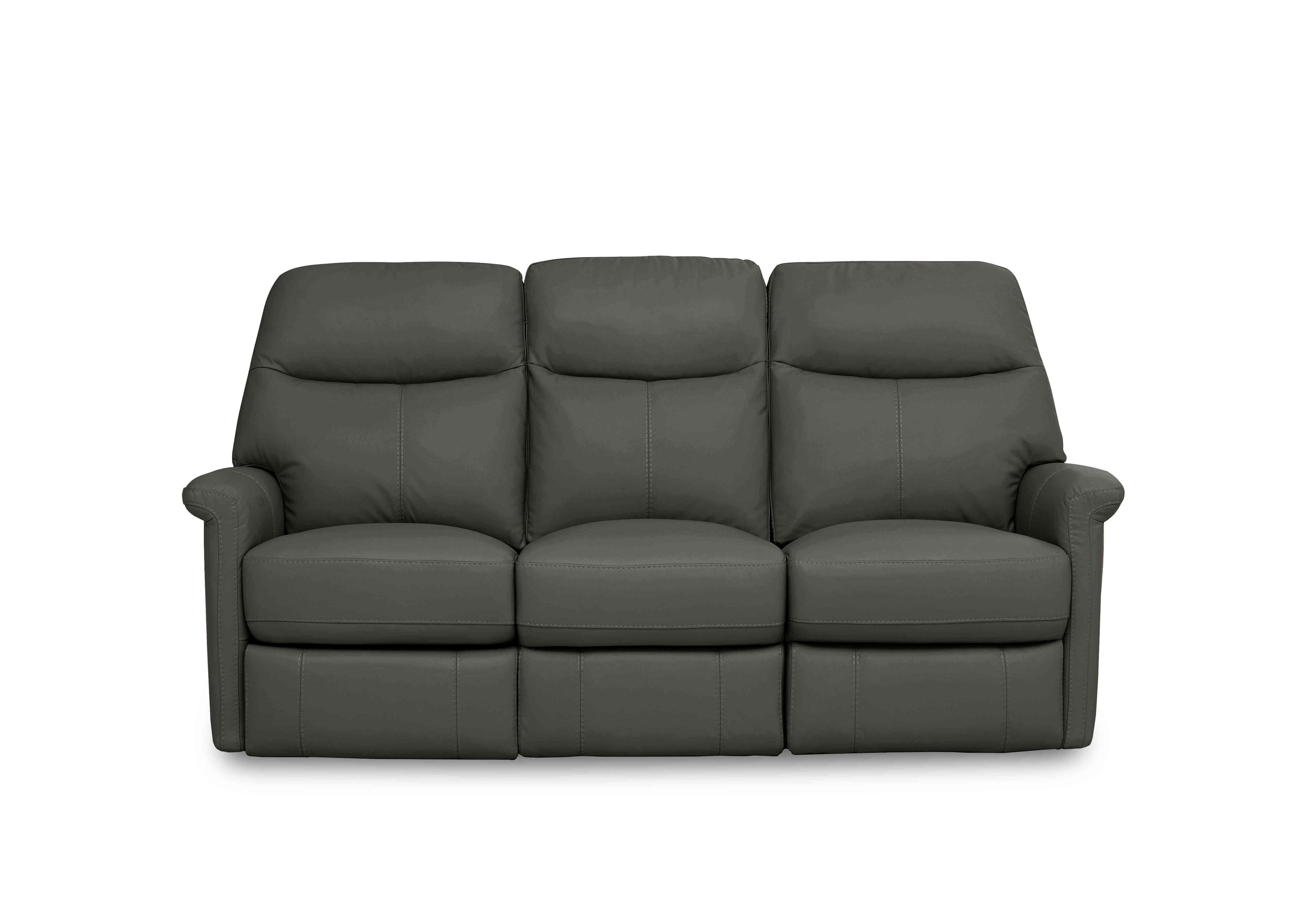 Compact Collection Lille 3 Seater Leather Sofa in Nc-088e Charcoal Grey on Furniture Village
