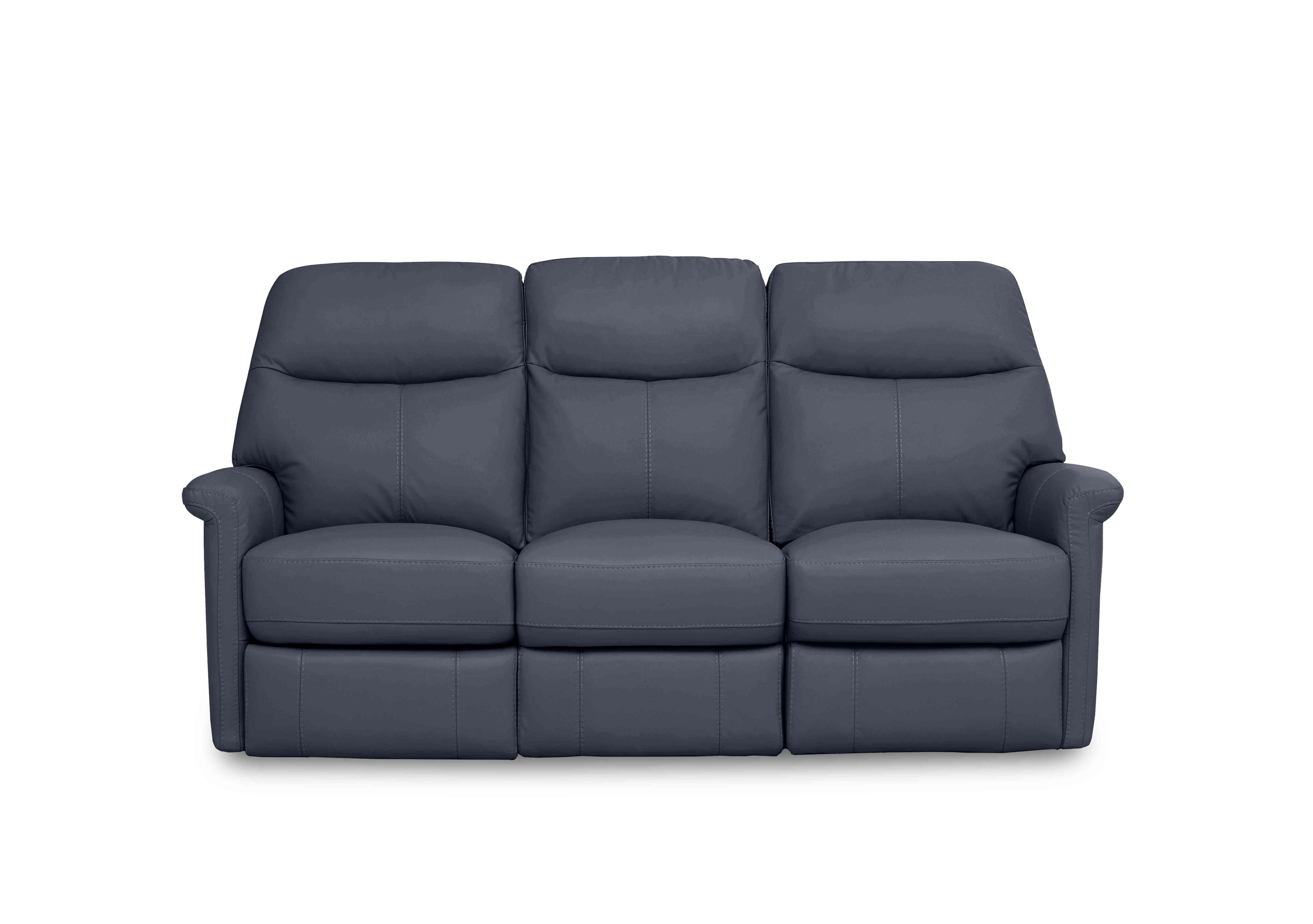 Compact Collection Lille 3 Seater Leather Sofa in Nc-313e Ocean Blue on Furniture Village