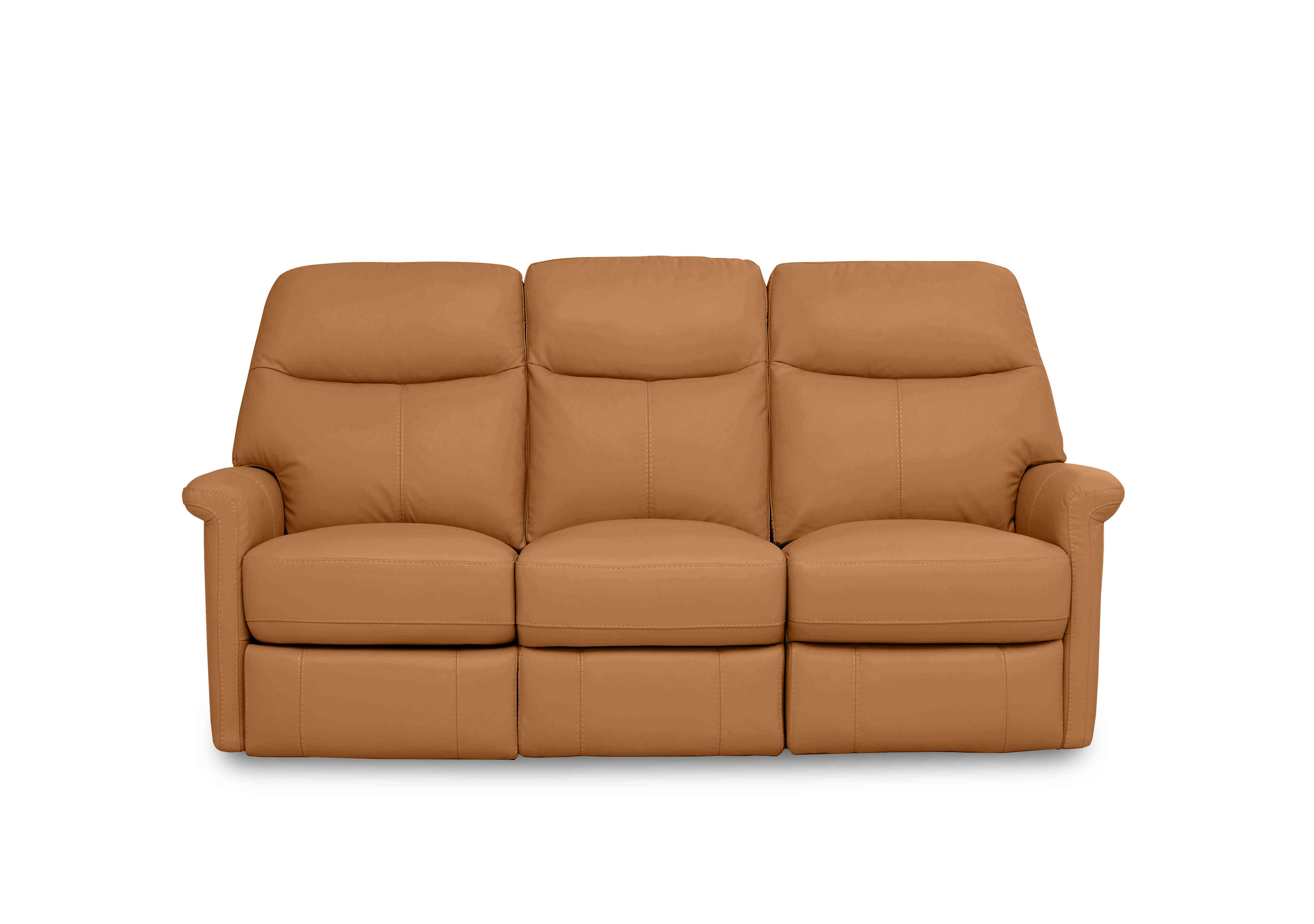 Compact Collection Lille 3 Seater Leather Sofa in Nc-335e Honey Yellow on Furniture Village