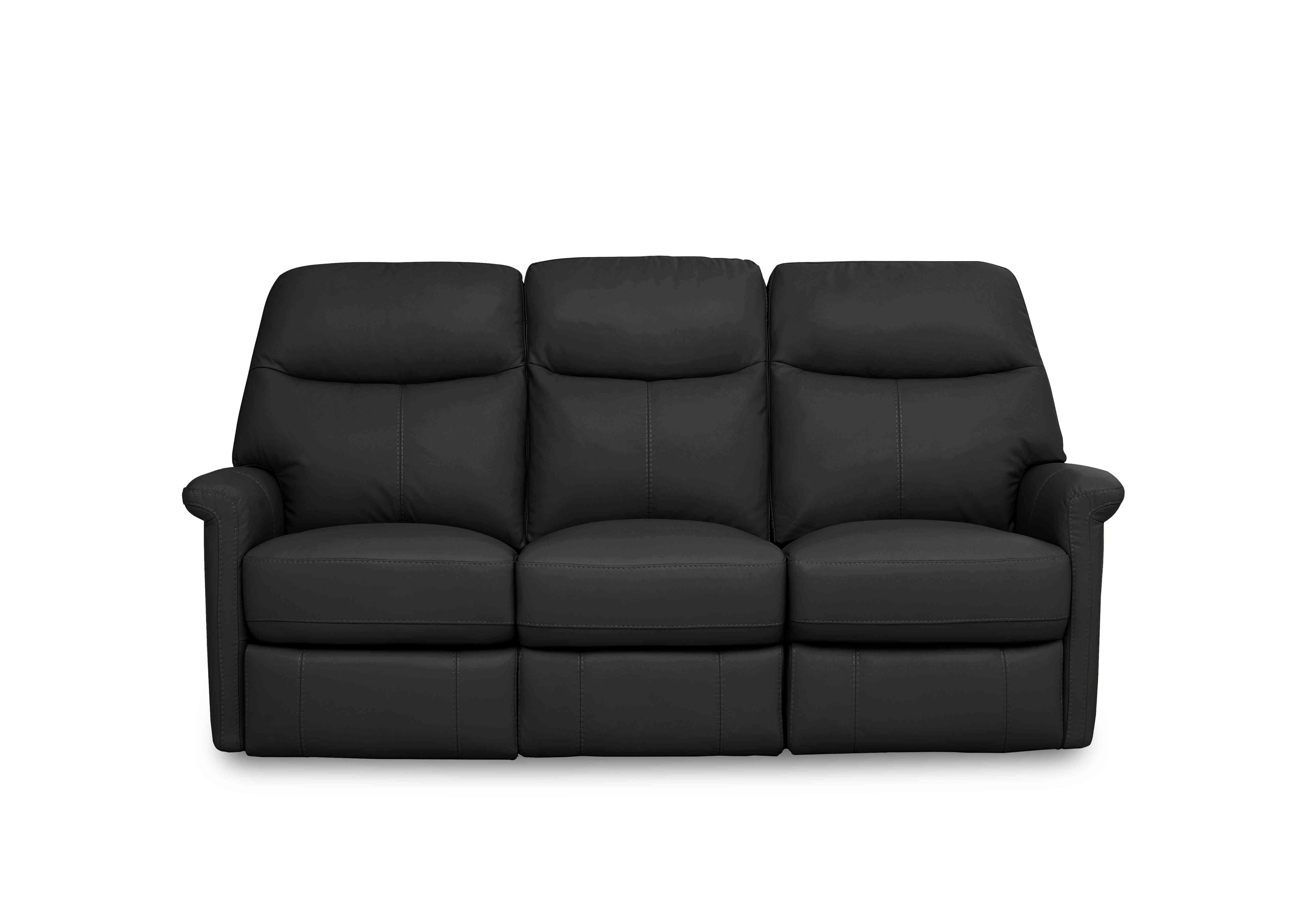 Compact Collection Lille 3 Seater Leather Sofa in Nw-520e Black on Furniture Village