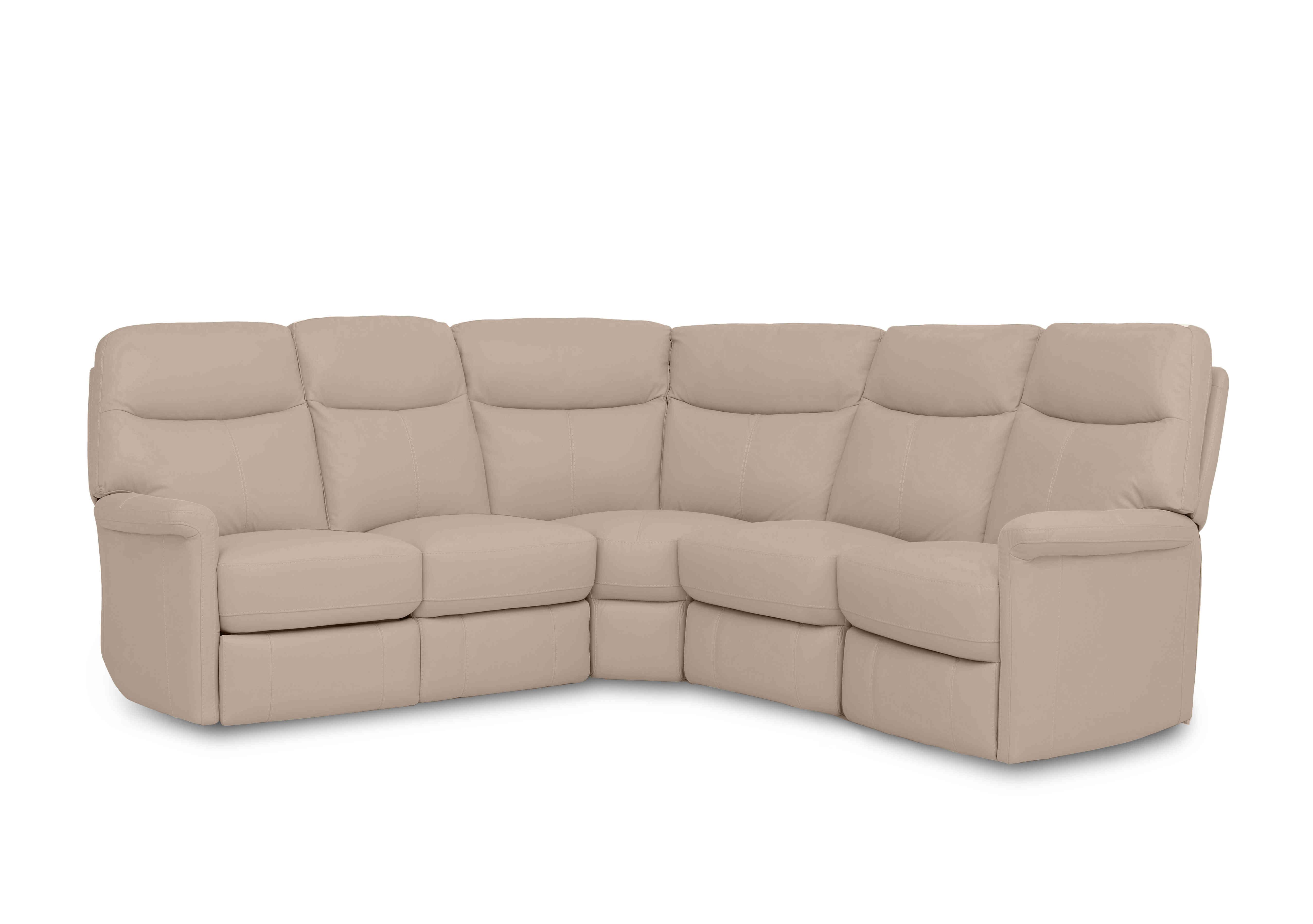 Compact Collection Lille Large Leather Corner Sofa in Bv-039c Pebble on Furniture Village