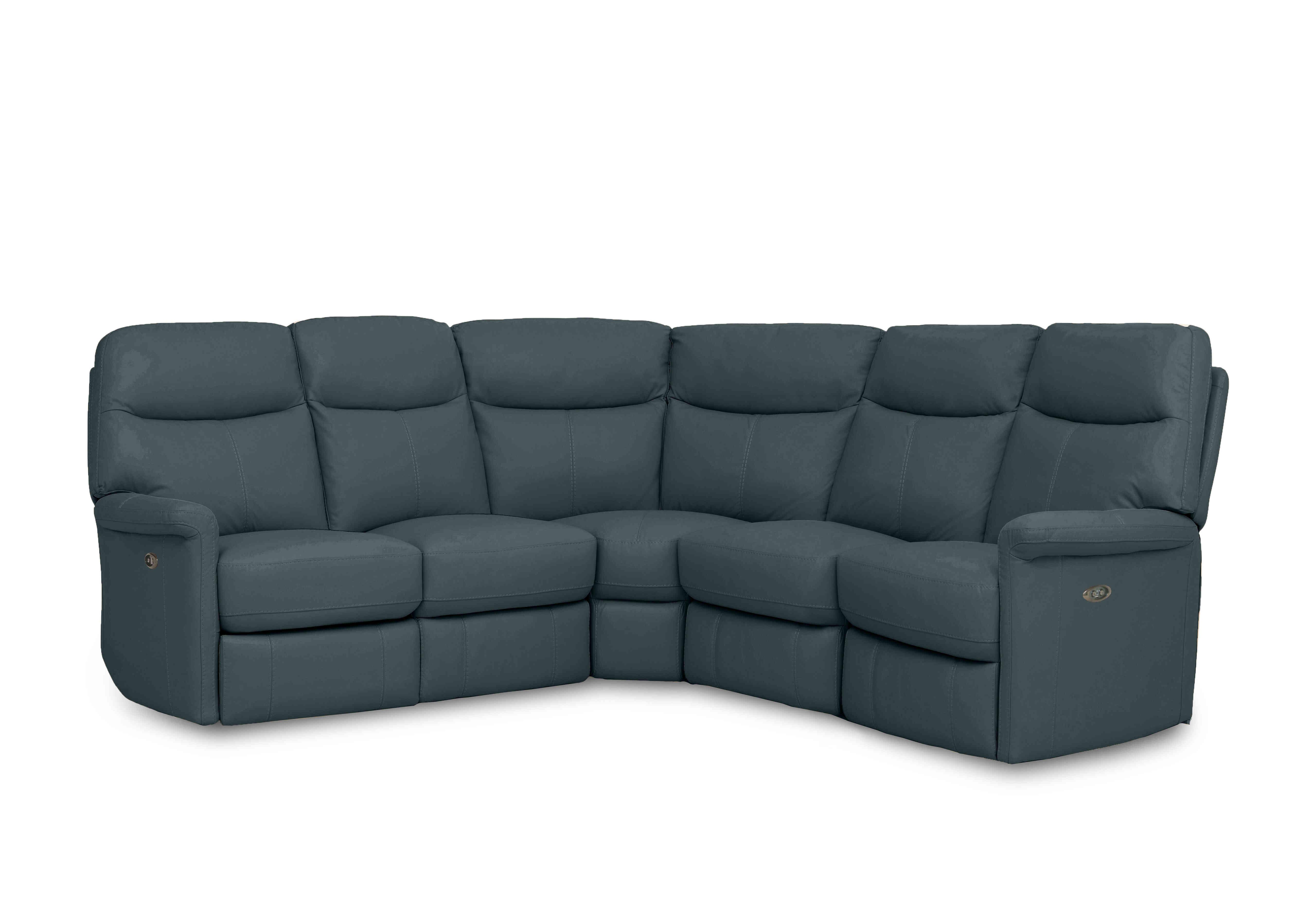 Compact Collection Lille Large Leather Corner Sofa in Bv-301e Lake Green on Furniture Village