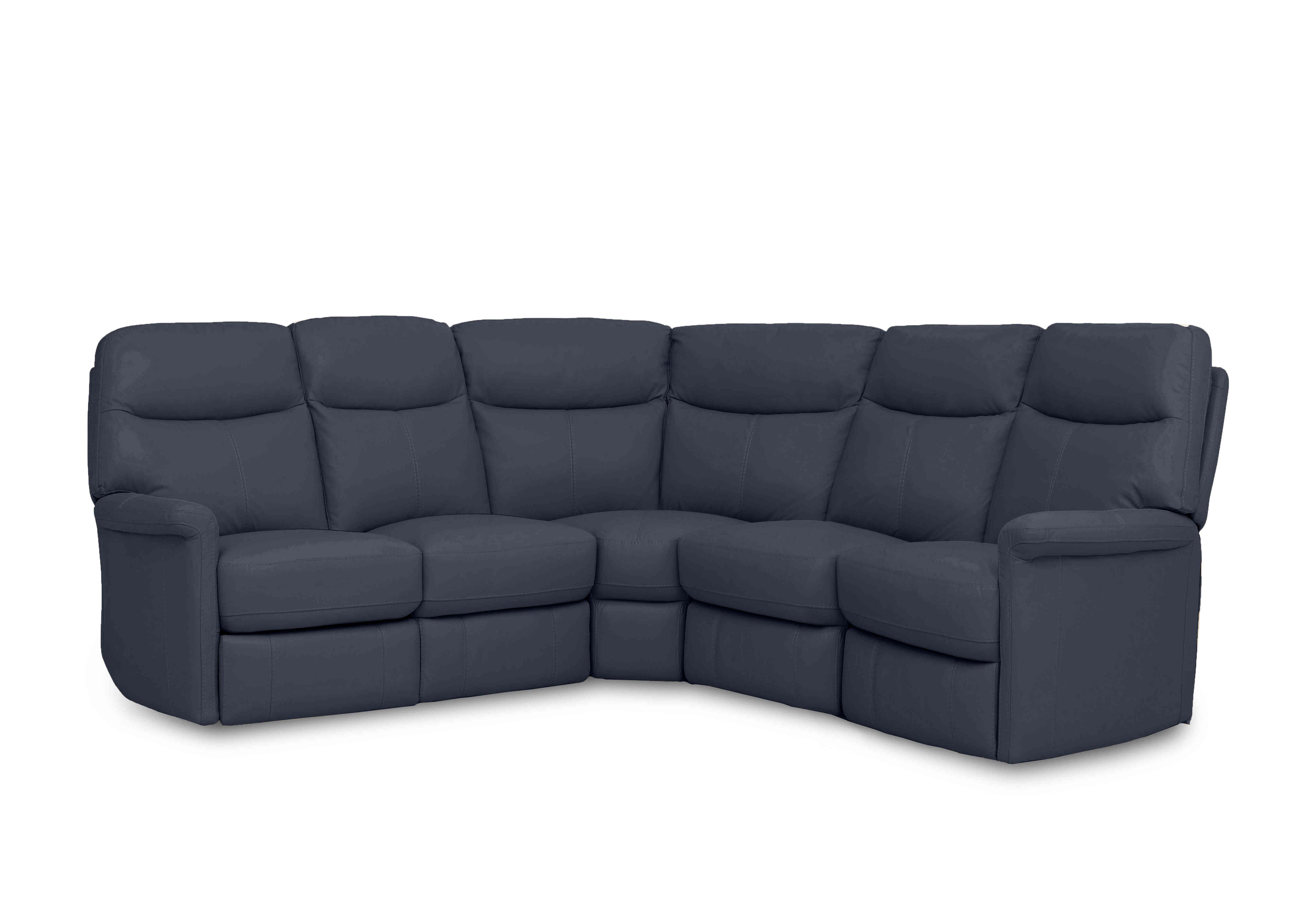 Compact Collection Lille Large Leather Corner Sofa in Bv-313e Ocean Blue on Furniture Village