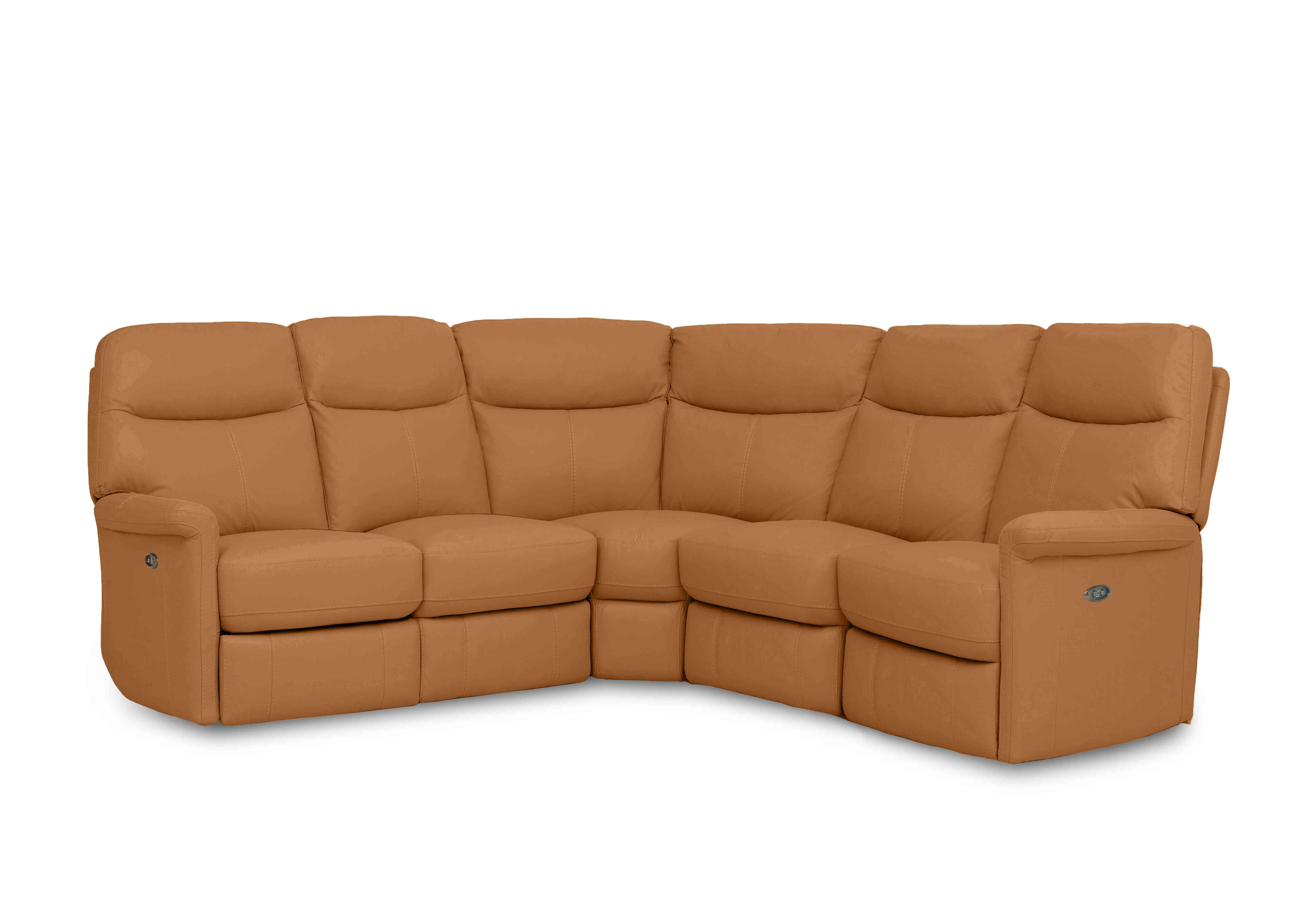 Compact Collection Lille Large Leather Corner Sofa in Bv-335e Honey Yellow on Furniture Village