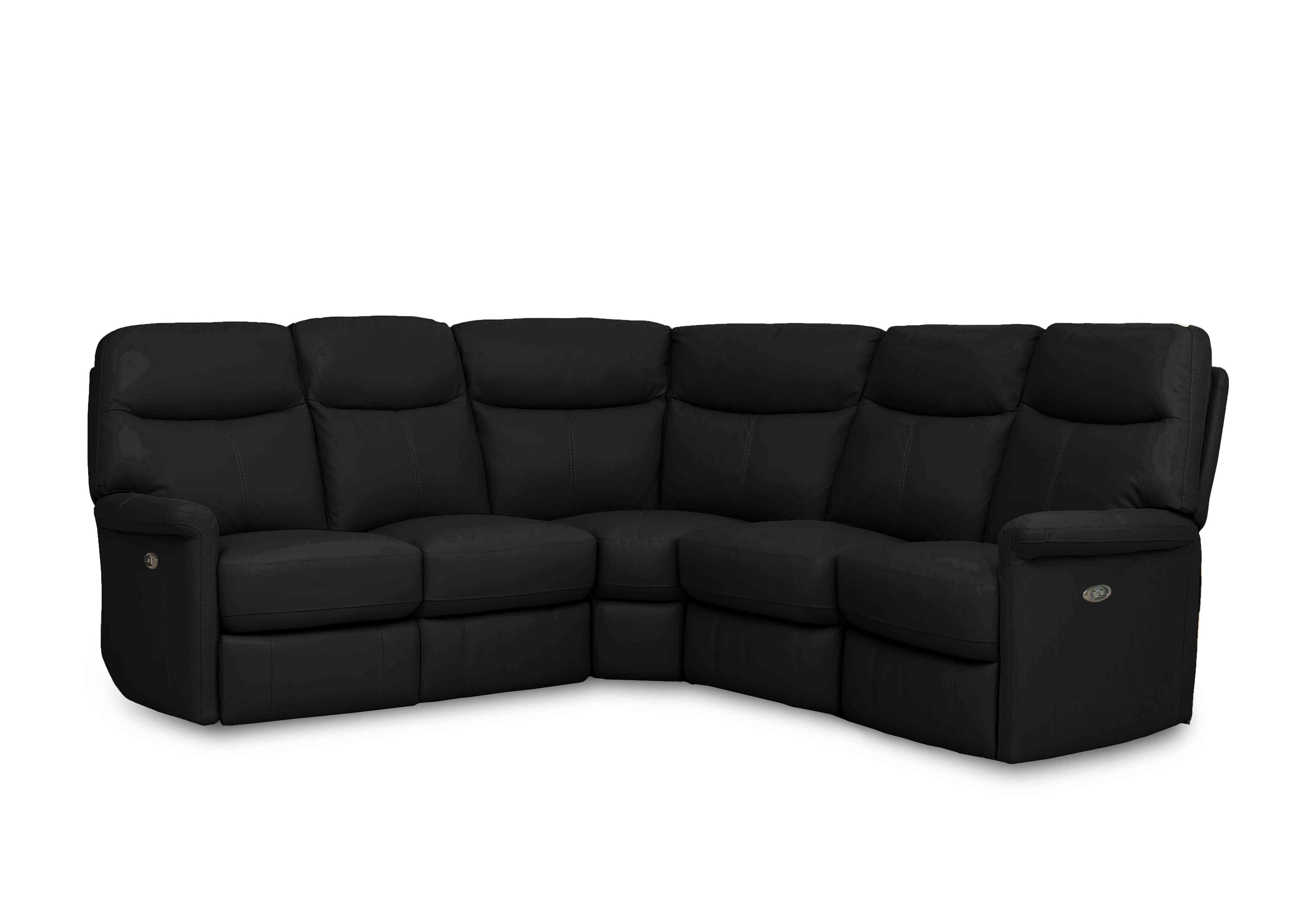 Compact Collection Lille Large Leather Corner Sofa in Bv-3500 Classic Black on Furniture Village