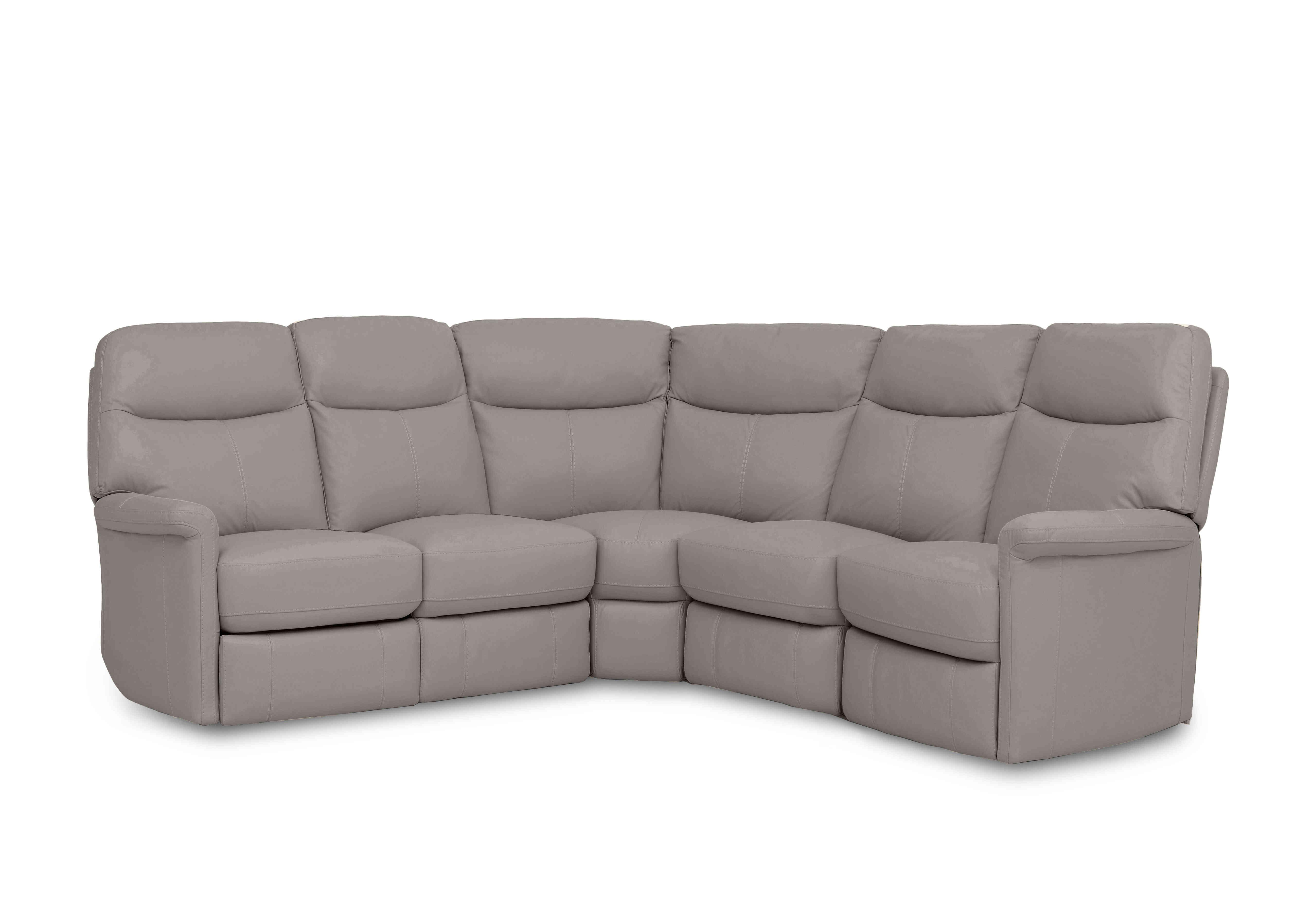 Compact Collection Lille Large Leather Corner Sofa in Bv-946b Silver Grey on Furniture Village