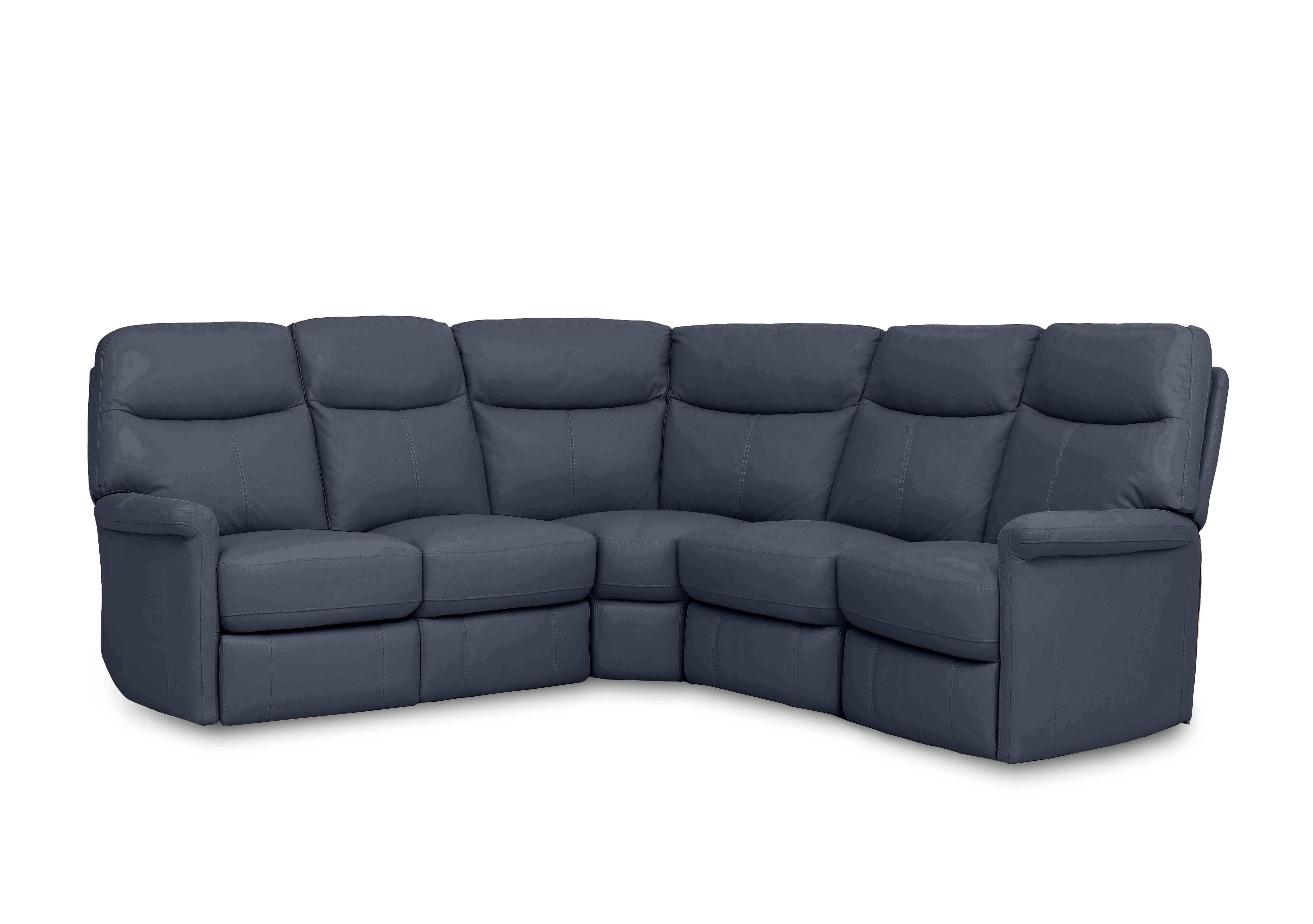 Compact Collection Lille Large Leather Corner Sofa in Nc-313e Ocean Blue on Furniture Village