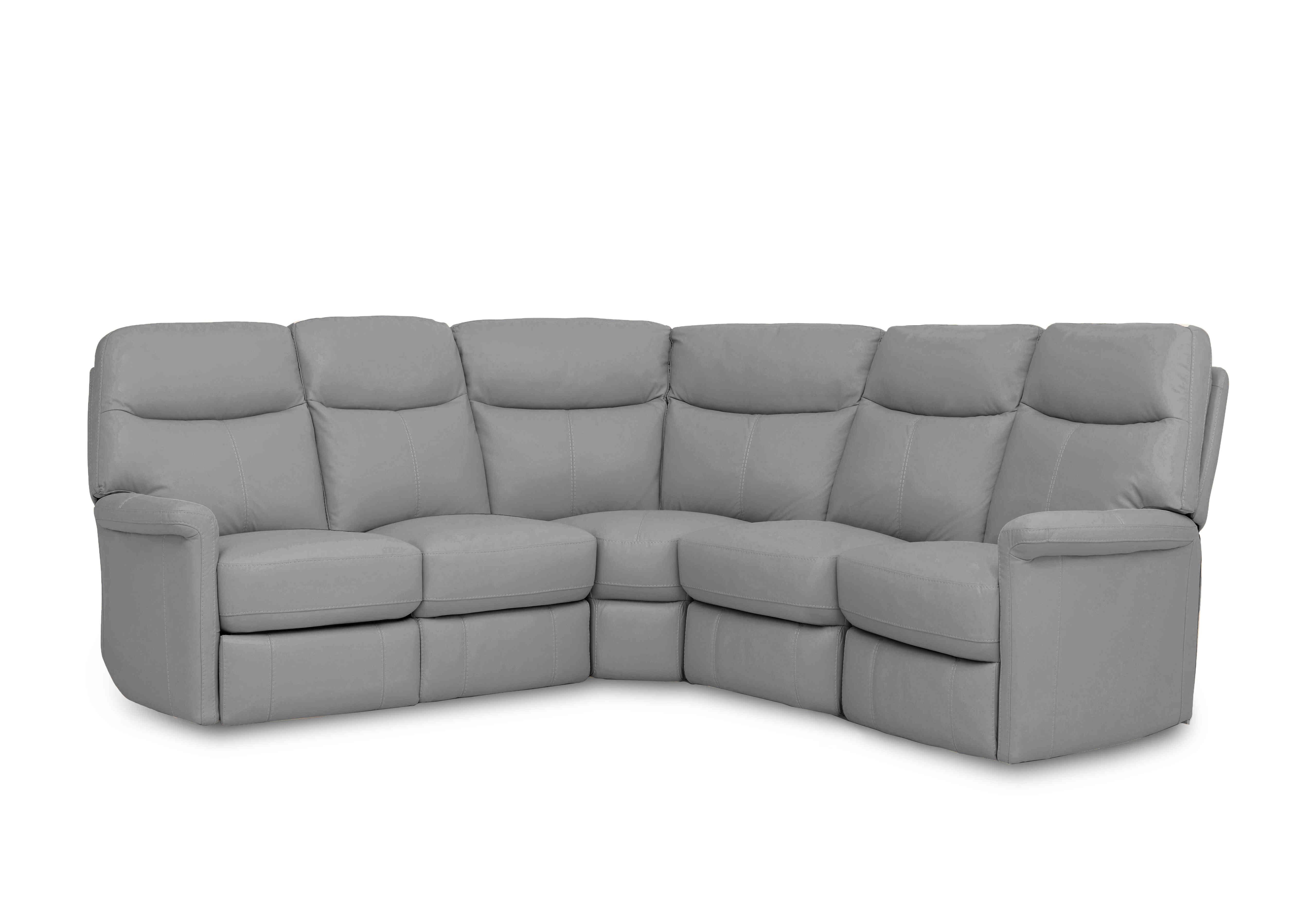 Compact Collection Lille Large Leather Corner Sofa in Nw-516e Light Grey on Furniture Village