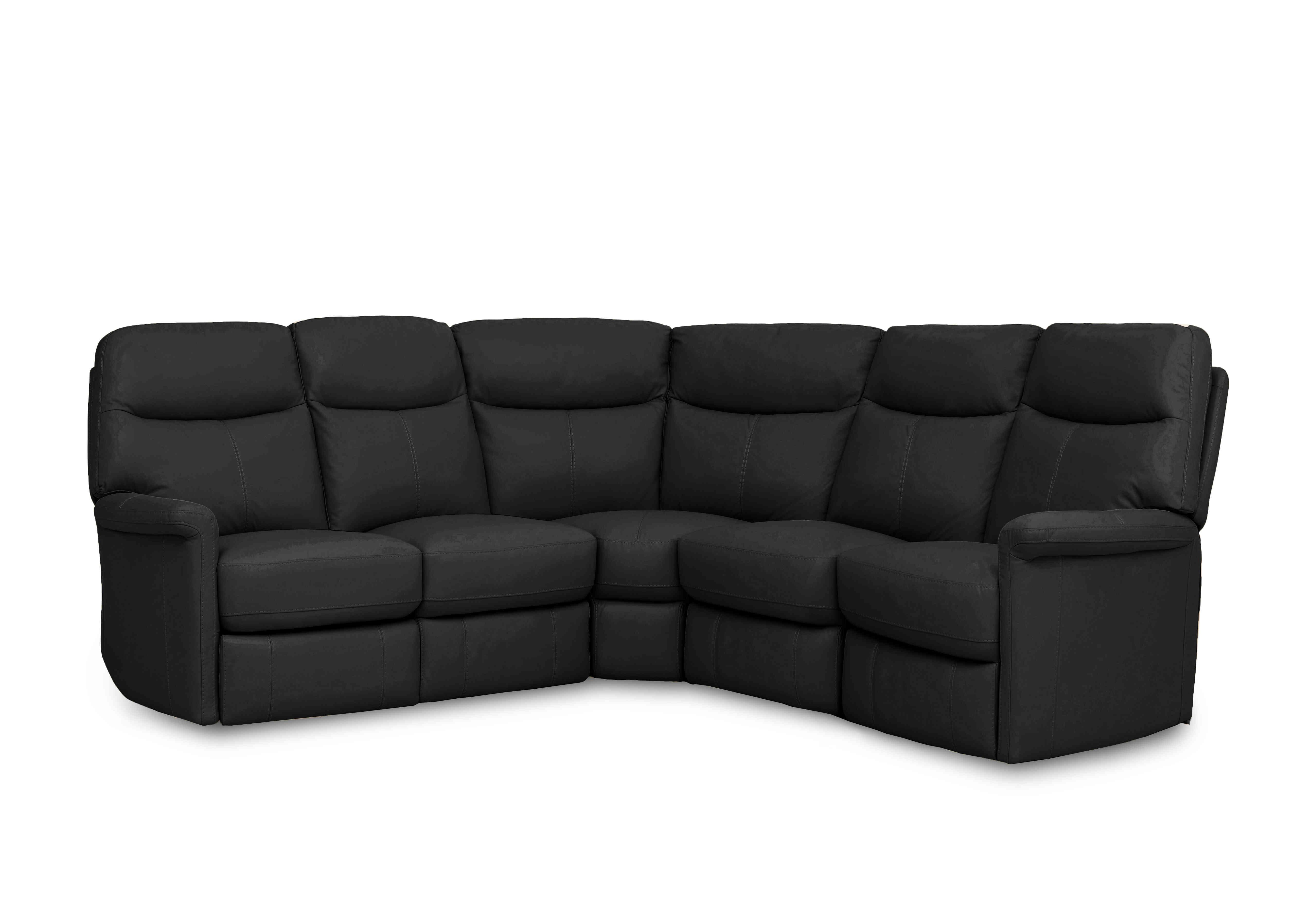 Compact Collection Lille Large Leather Corner Sofa in Nw-520e Black on Furniture Village