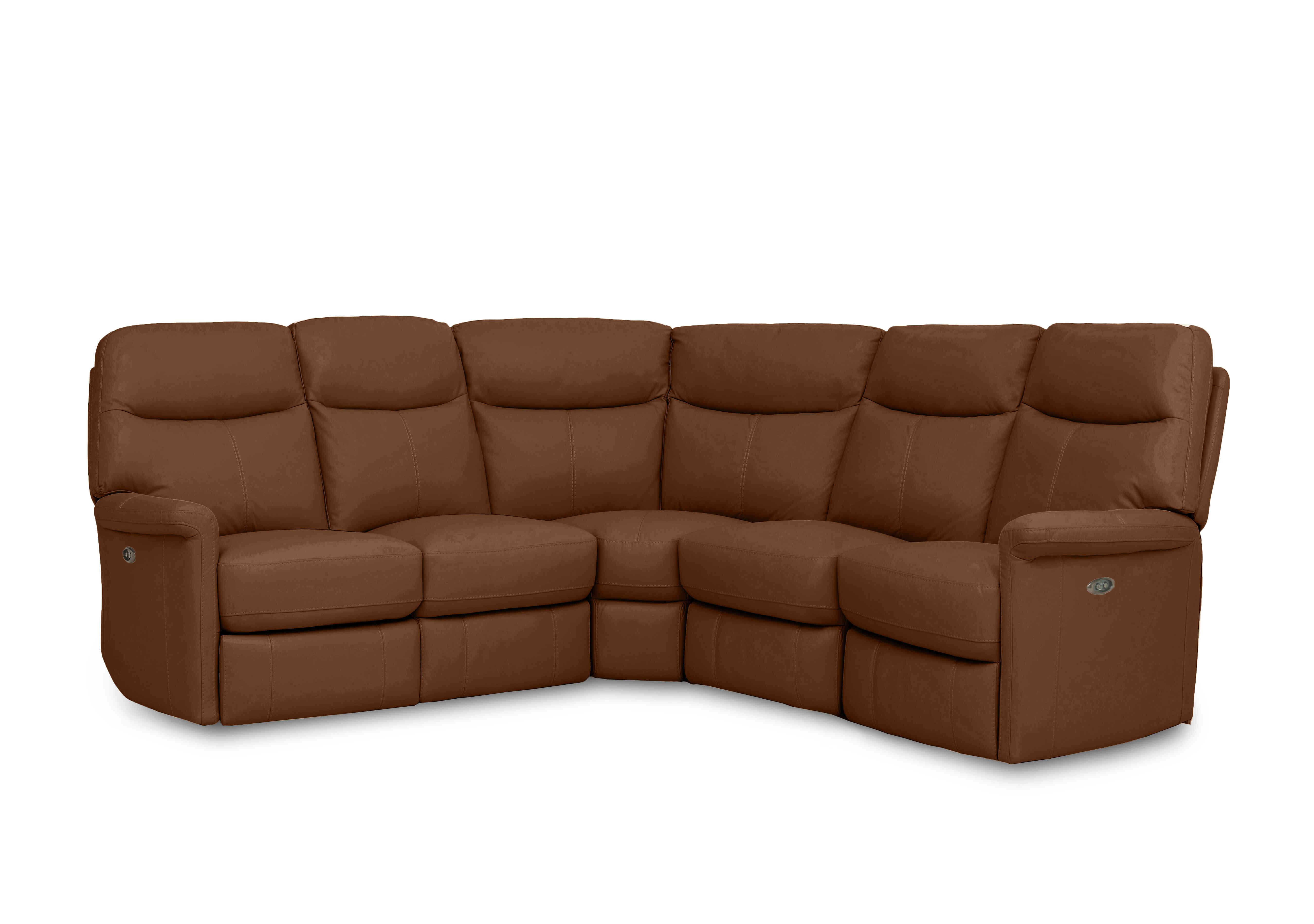 Compact Collection Lille Large Leather Corner Sofa in Nw-605d Warm Brown on Furniture Village