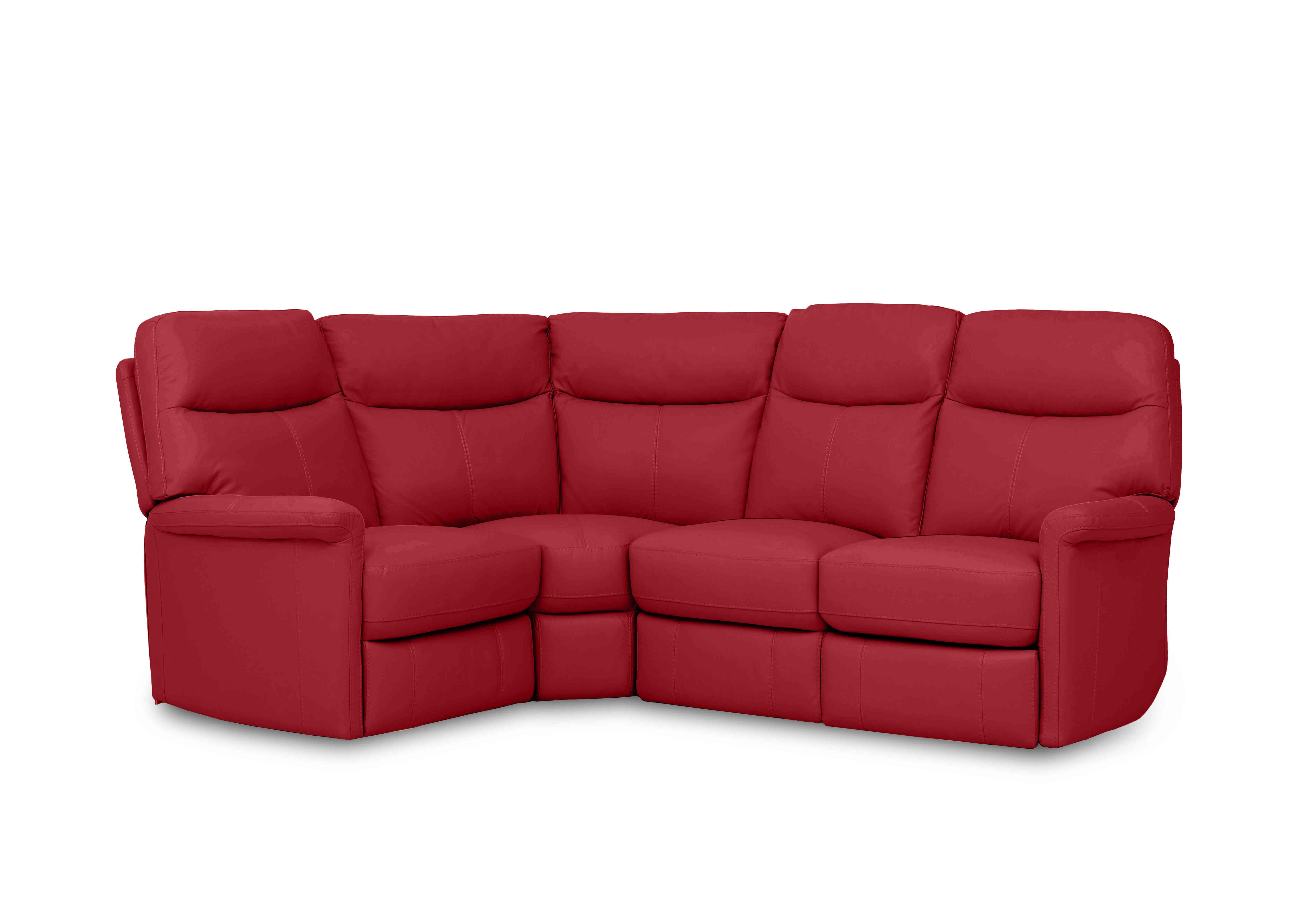Compact Collection Lille Leather Corner Sofa in Bv-0008 Pure Red on Furniture Village