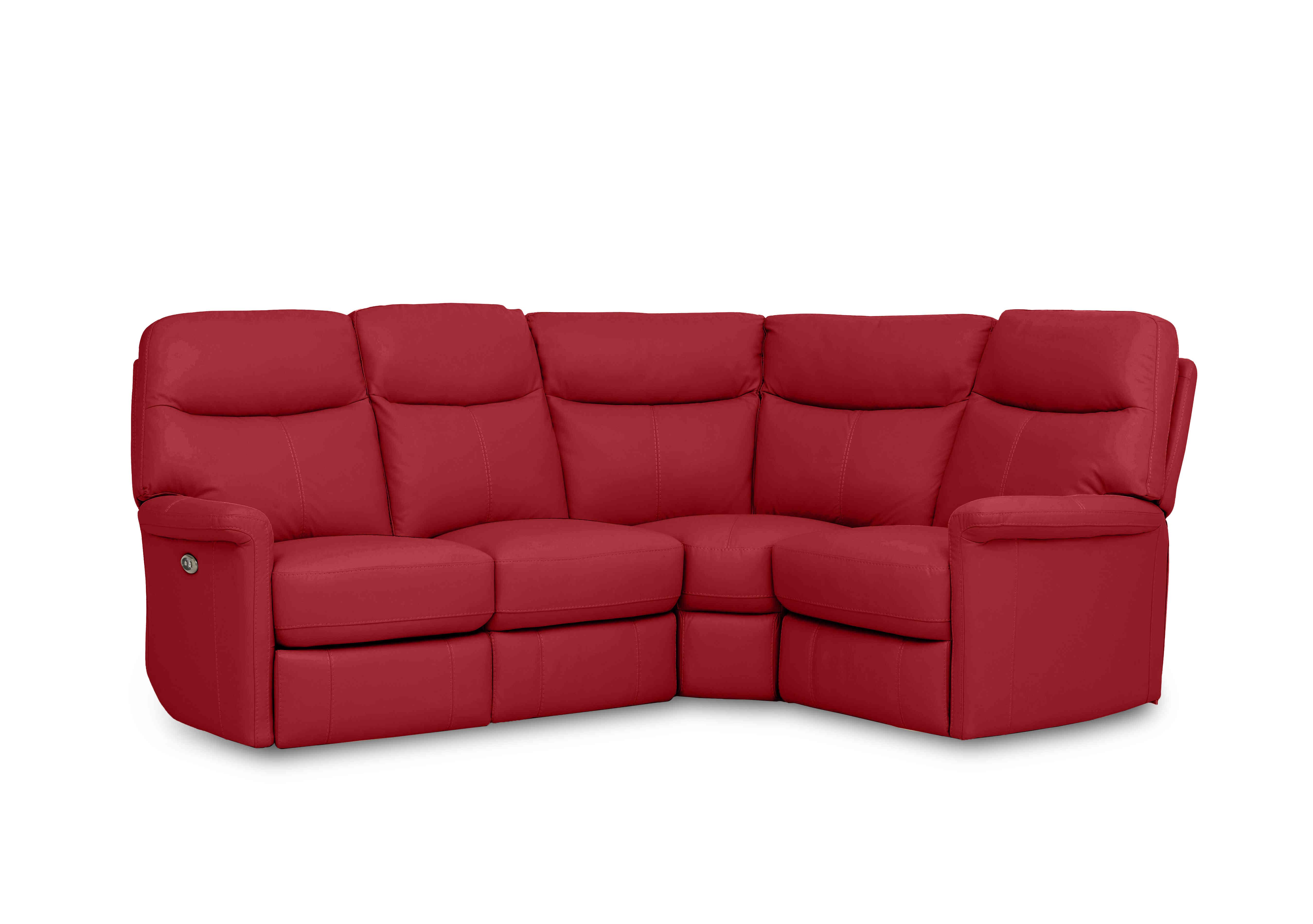 Compact Collection Lille Leather Corner Sofa in Bv-0008 Pure Red on Furniture Village