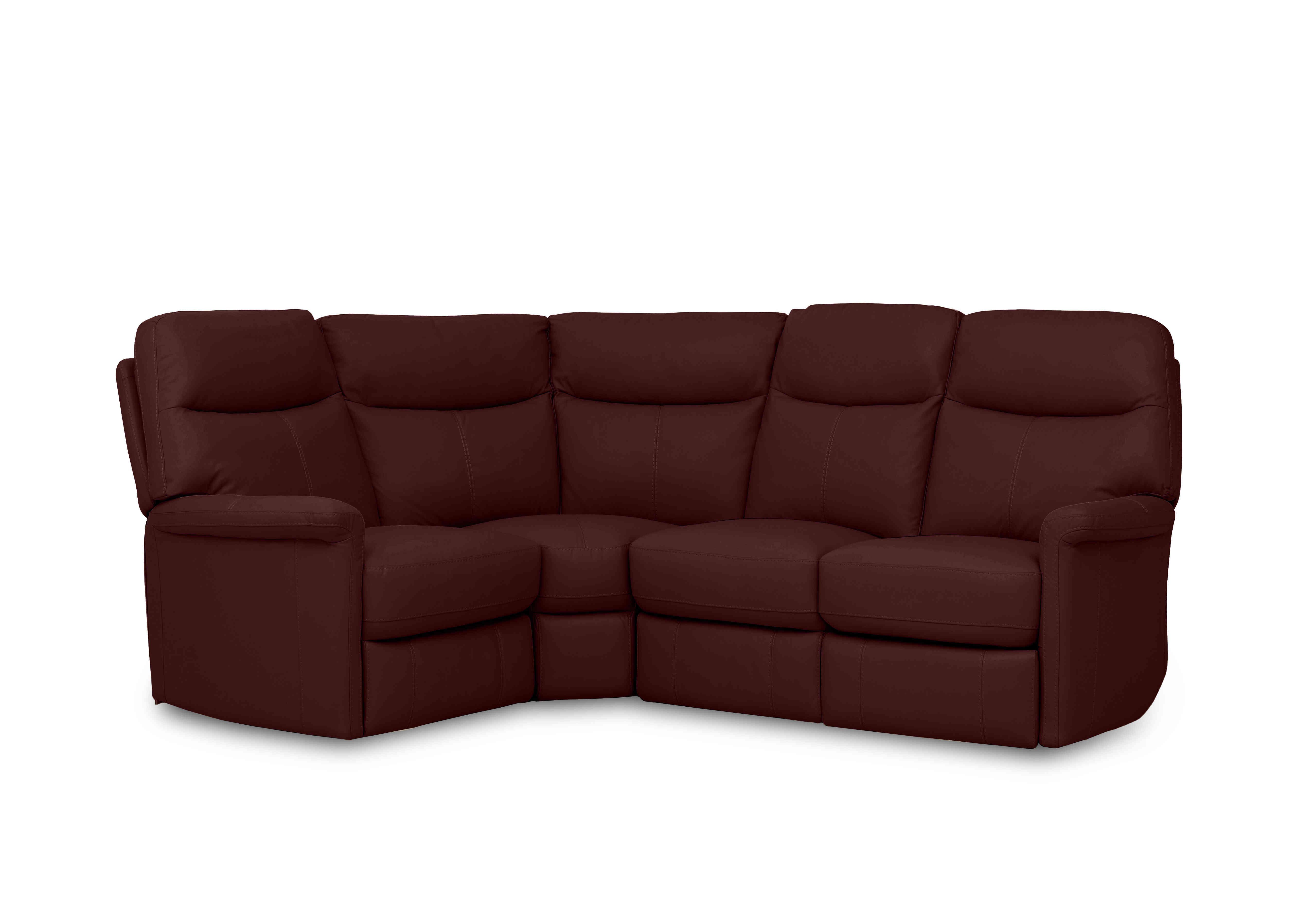Compact Collection Lille Leather Corner Sofa in Bv-035c Deep Red on Furniture Village