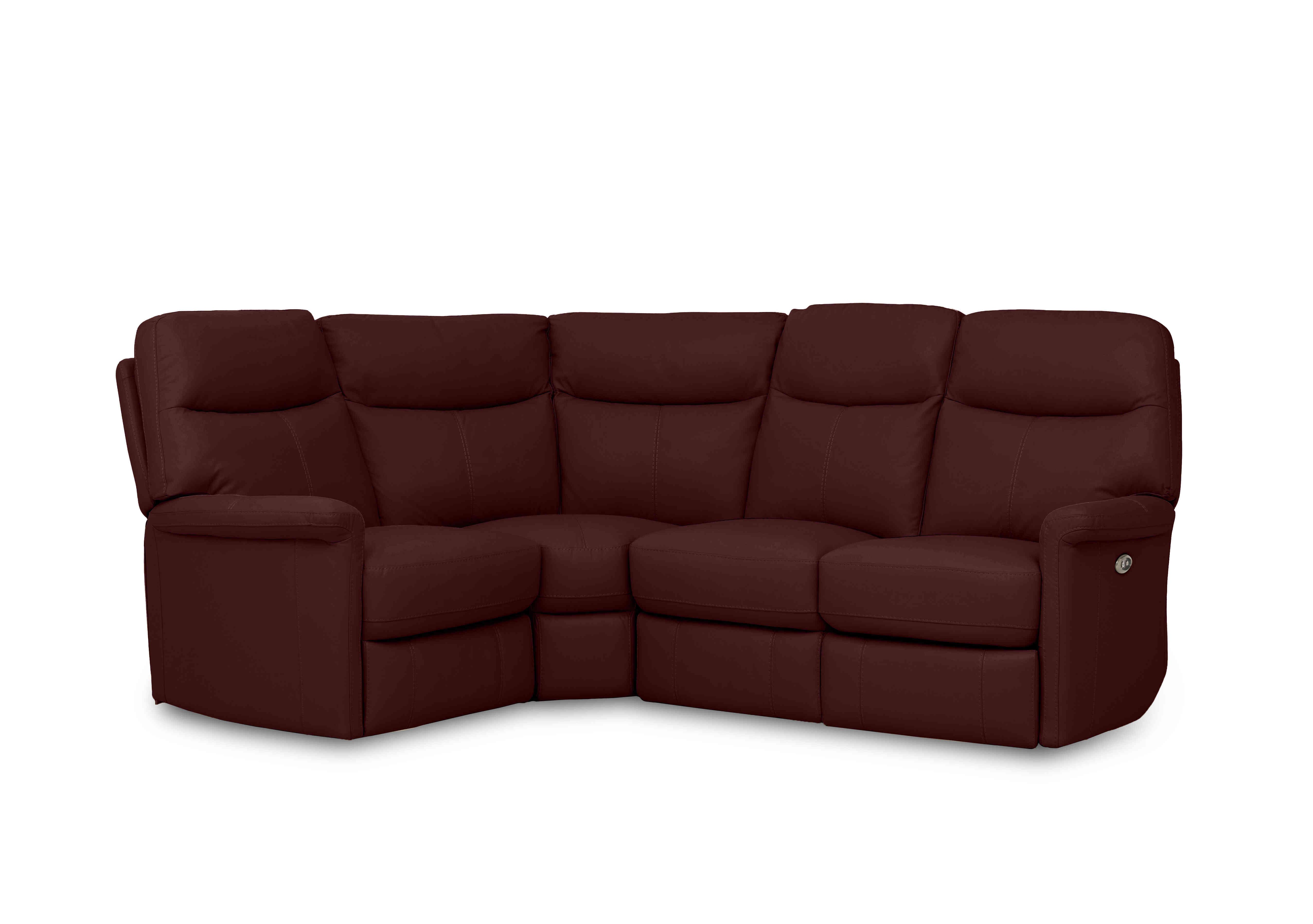 Compact Collection Lille Leather Corner Sofa in Bv-035c Deep Red on Furniture Village