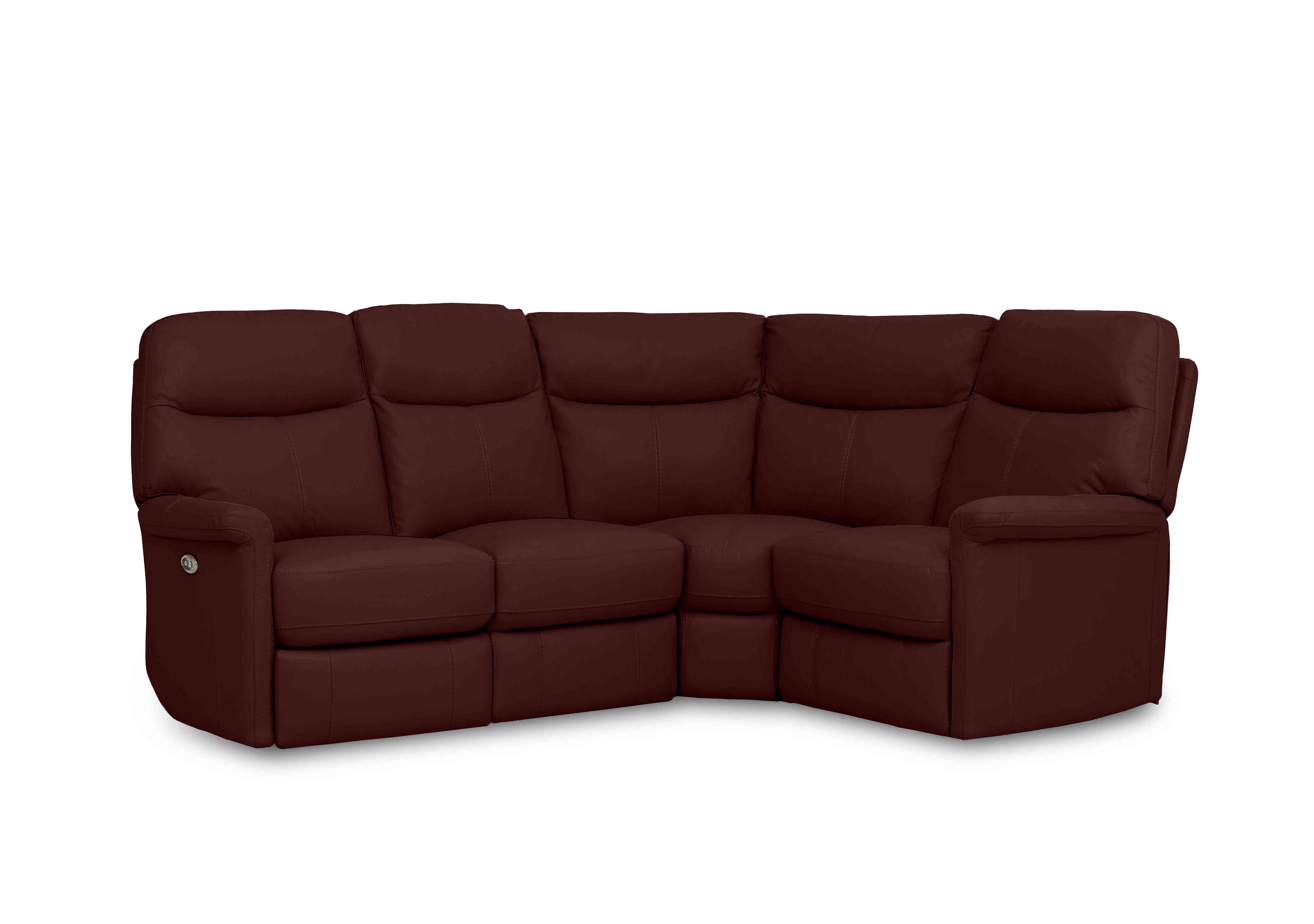 Compact Collection Lille Leather Corner Sofa in Bv-035c Deep Red on Furniture Village