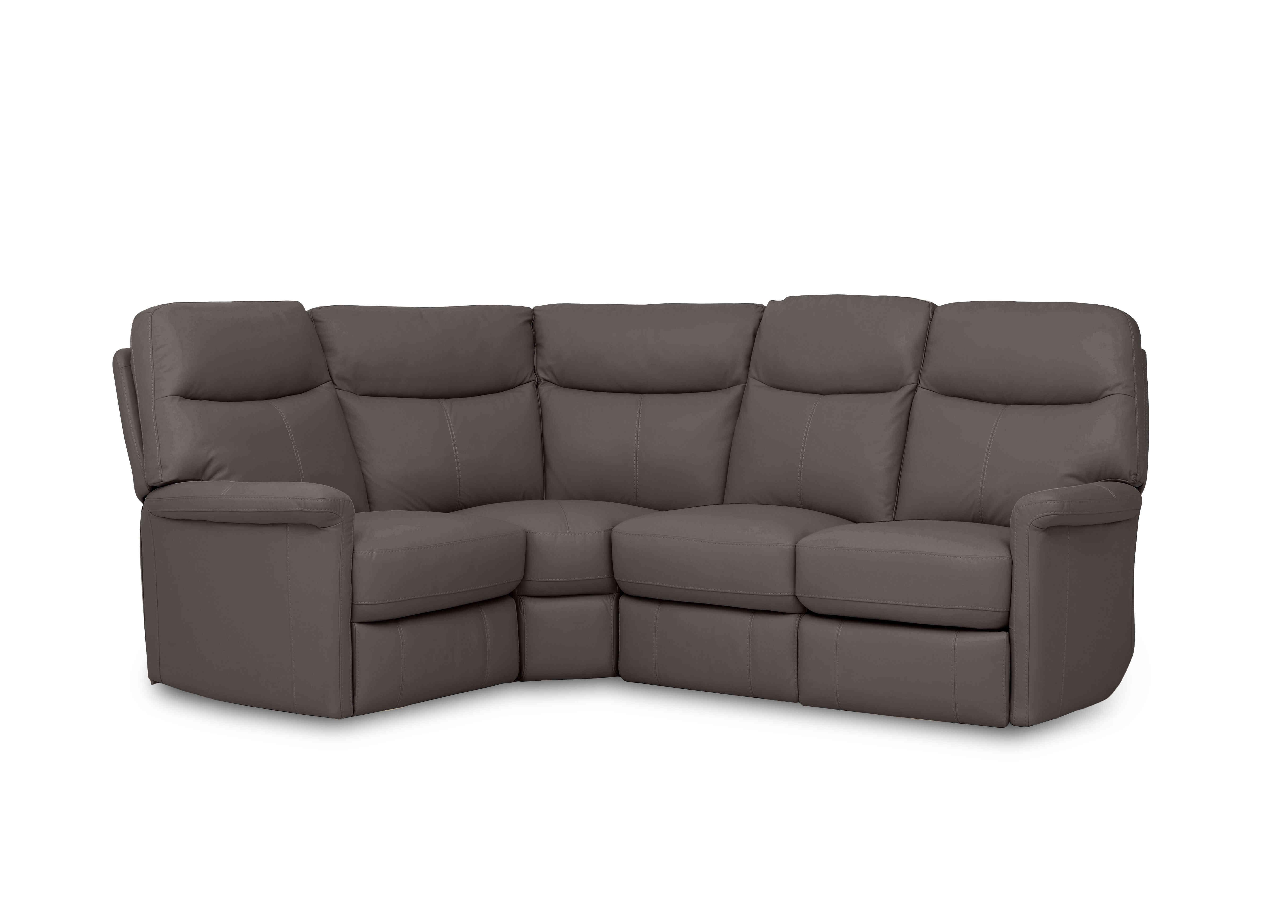 Compact Collection Lille Leather Corner Sofa in Bv-042e Elephant on Furniture Village