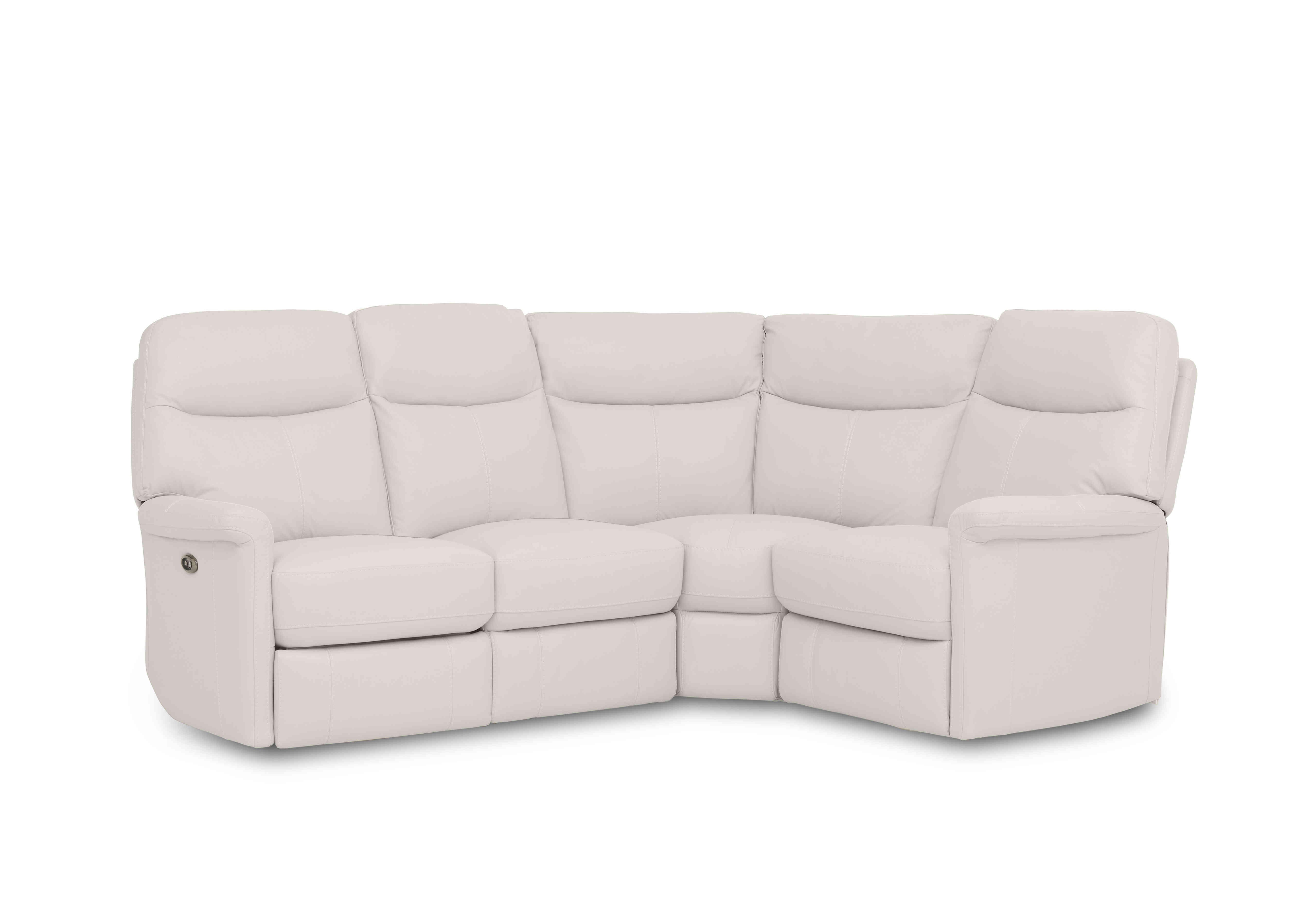 Compact Collection Lille Leather Corner Sofa in Bv-156e Frost on Furniture Village