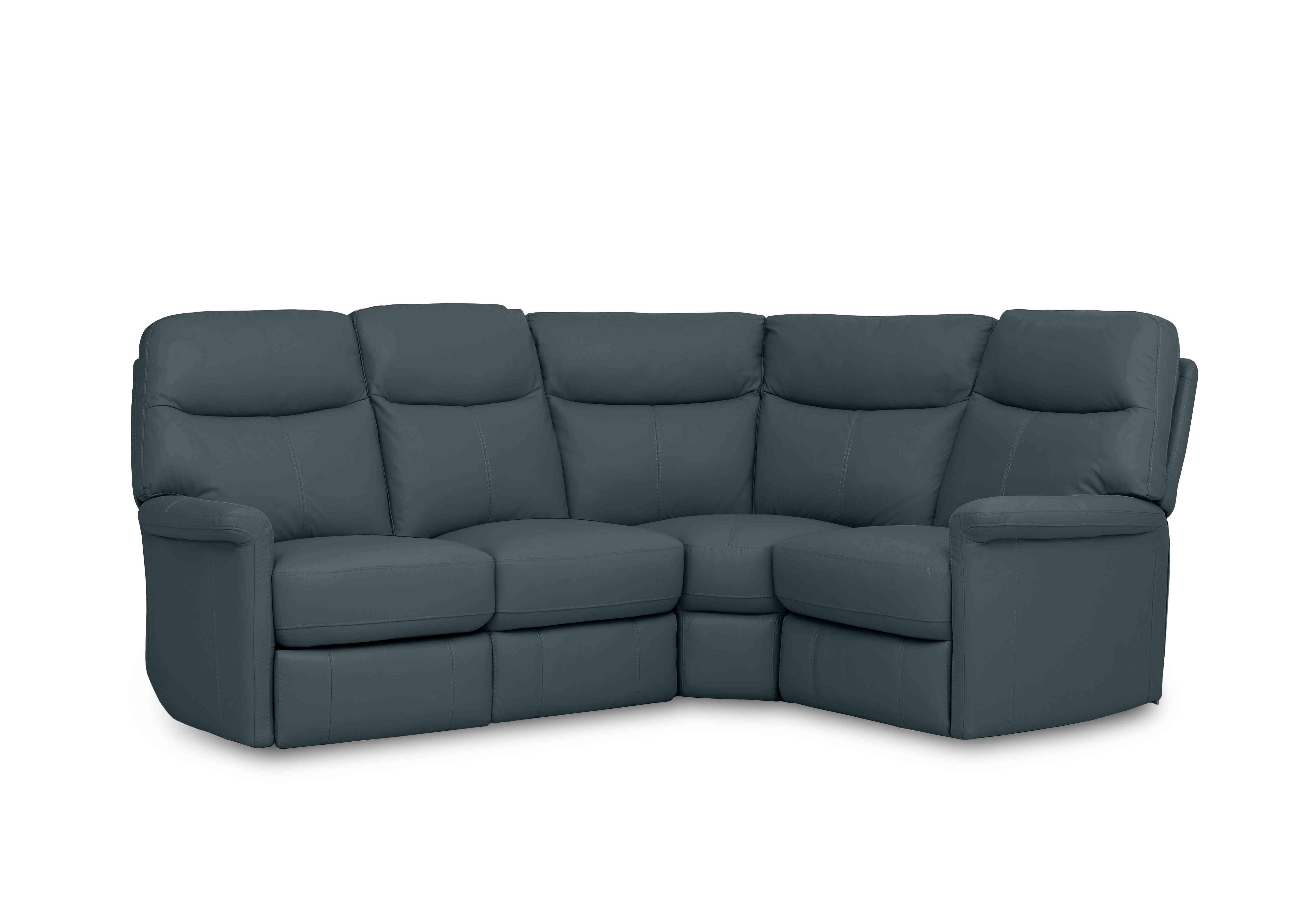 Compact Collection Lille Leather Corner Sofa in Bv-301e Lake Green on Furniture Village