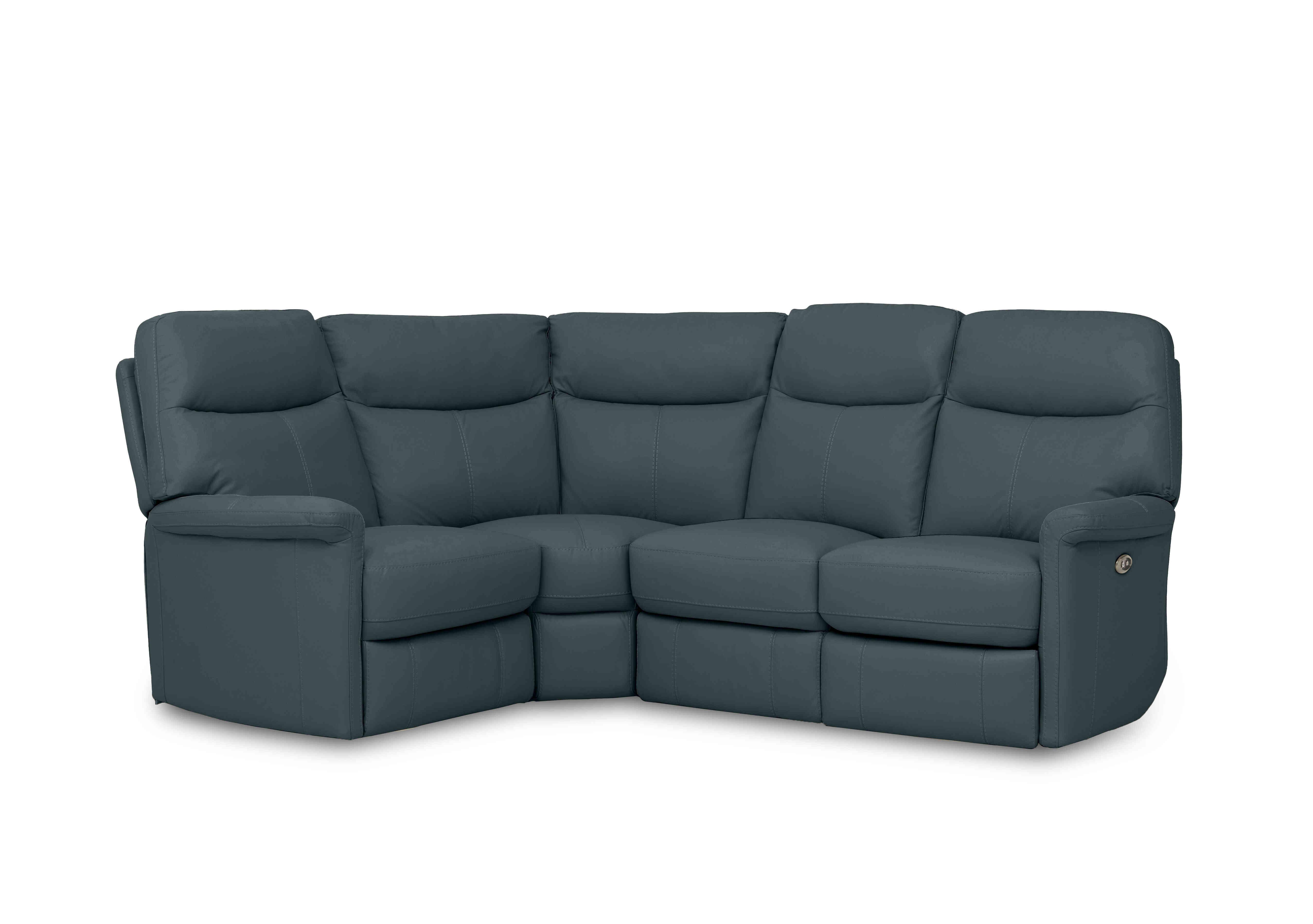 Compact Collection Lille Leather Corner Sofa in Bv-301e Lake Green on Furniture Village