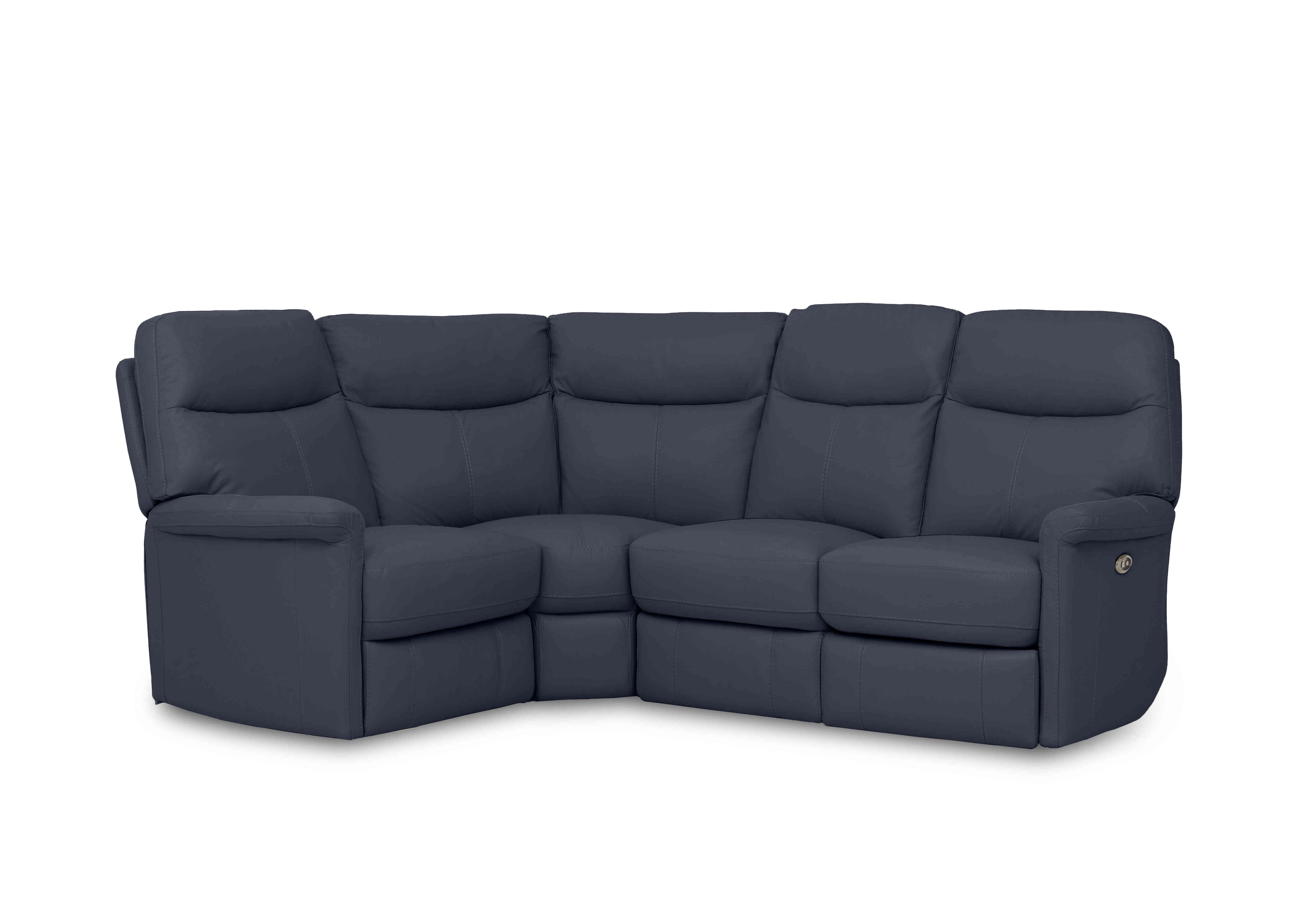 Compact Collection Lille Leather Corner Sofa in Bv-313e Ocean Blue on Furniture Village