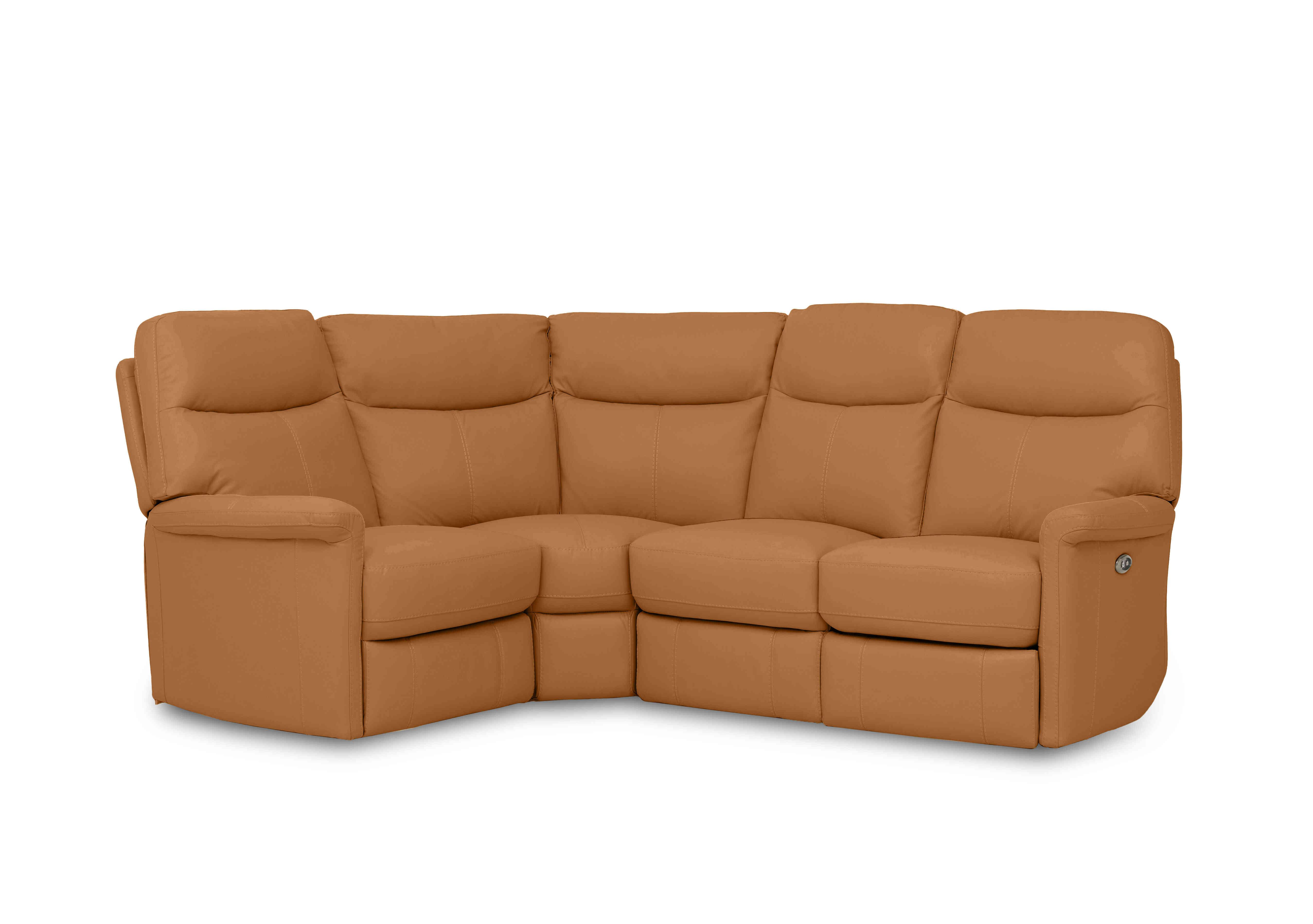 Compact Collection Lille Leather Corner Sofa in Bv-335e Honey Yellow on Furniture Village