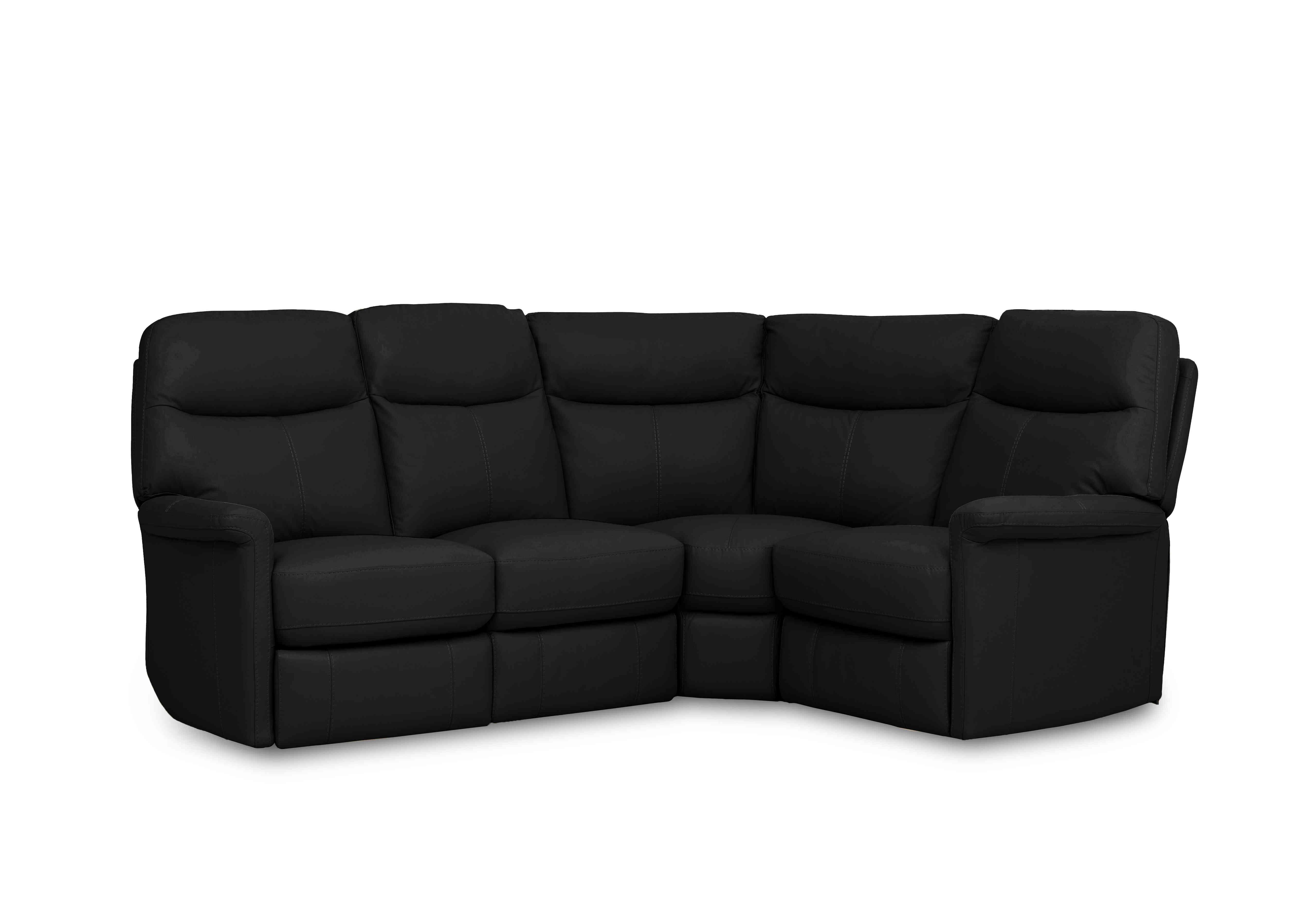 Compact Collection Lille Leather Corner Sofa in Bv-3500 Classic Black on Furniture Village