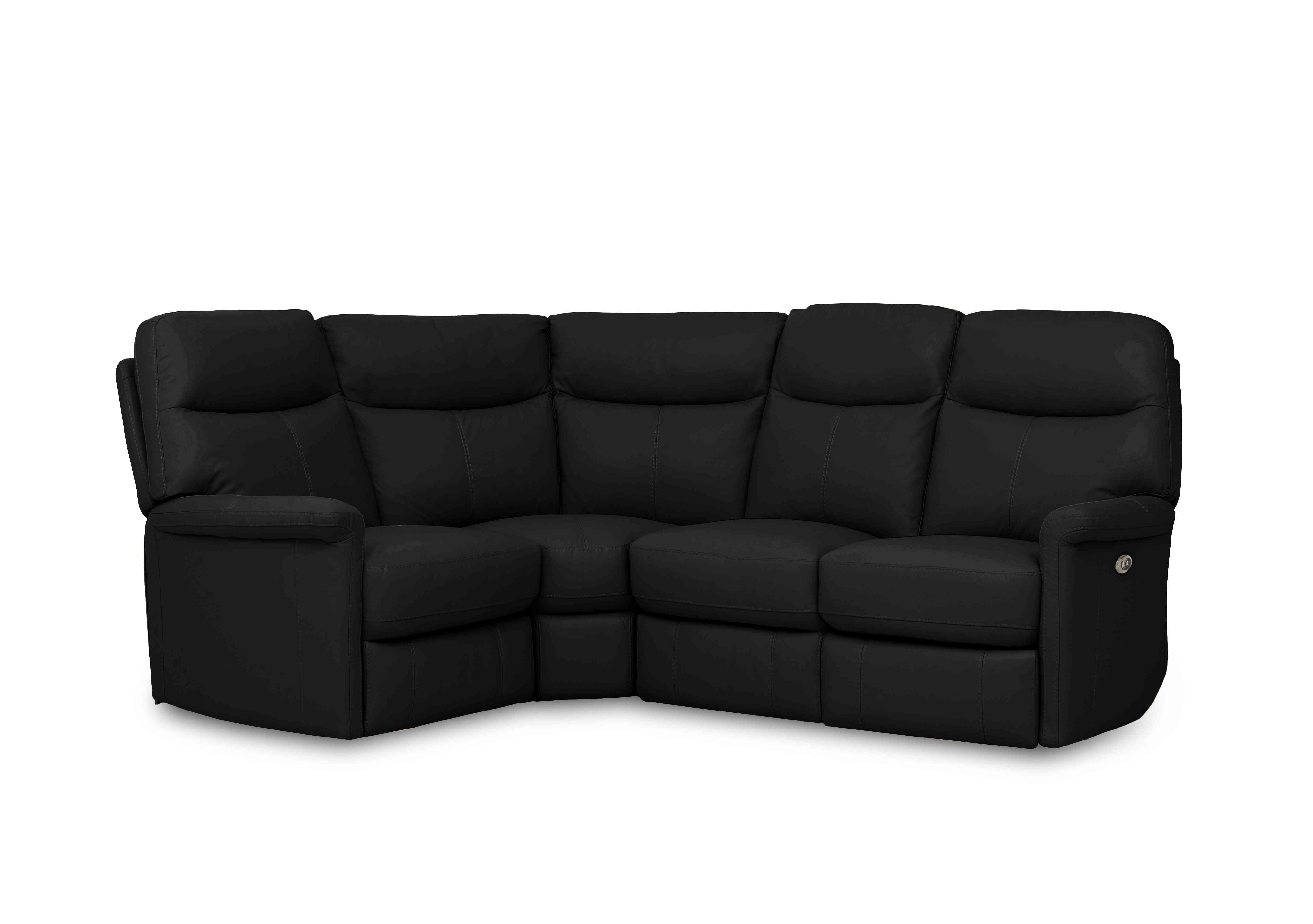 Compact Collection Lille Leather Corner Sofa in Bv-3500 Classic Black on Furniture Village