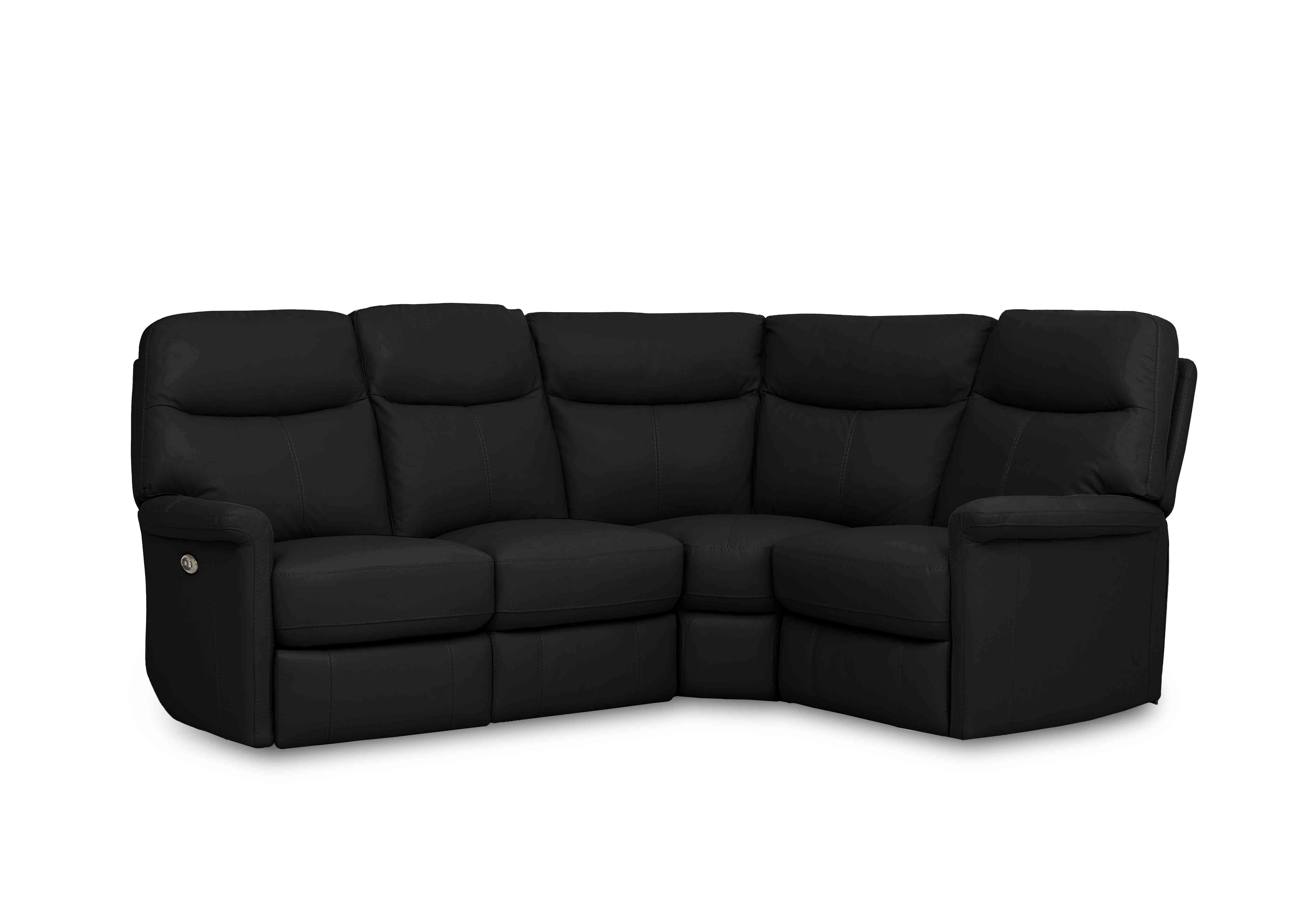 Compact Collection Lille Leather Corner Sofa in Bv-3500 Classic Black on Furniture Village