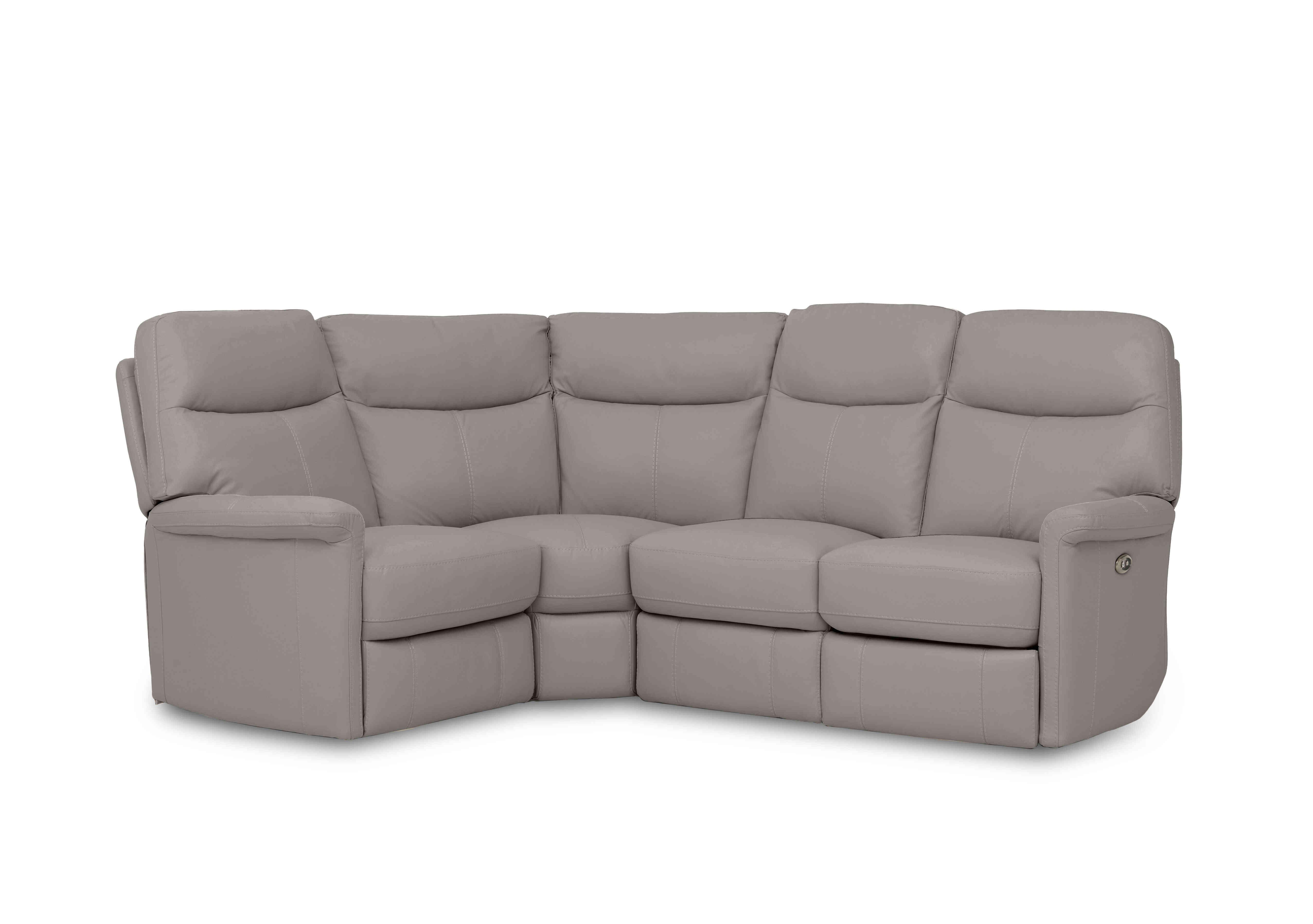 Compact Collection Lille Leather Corner Sofa in Bv-946b Silver Grey on Furniture Village