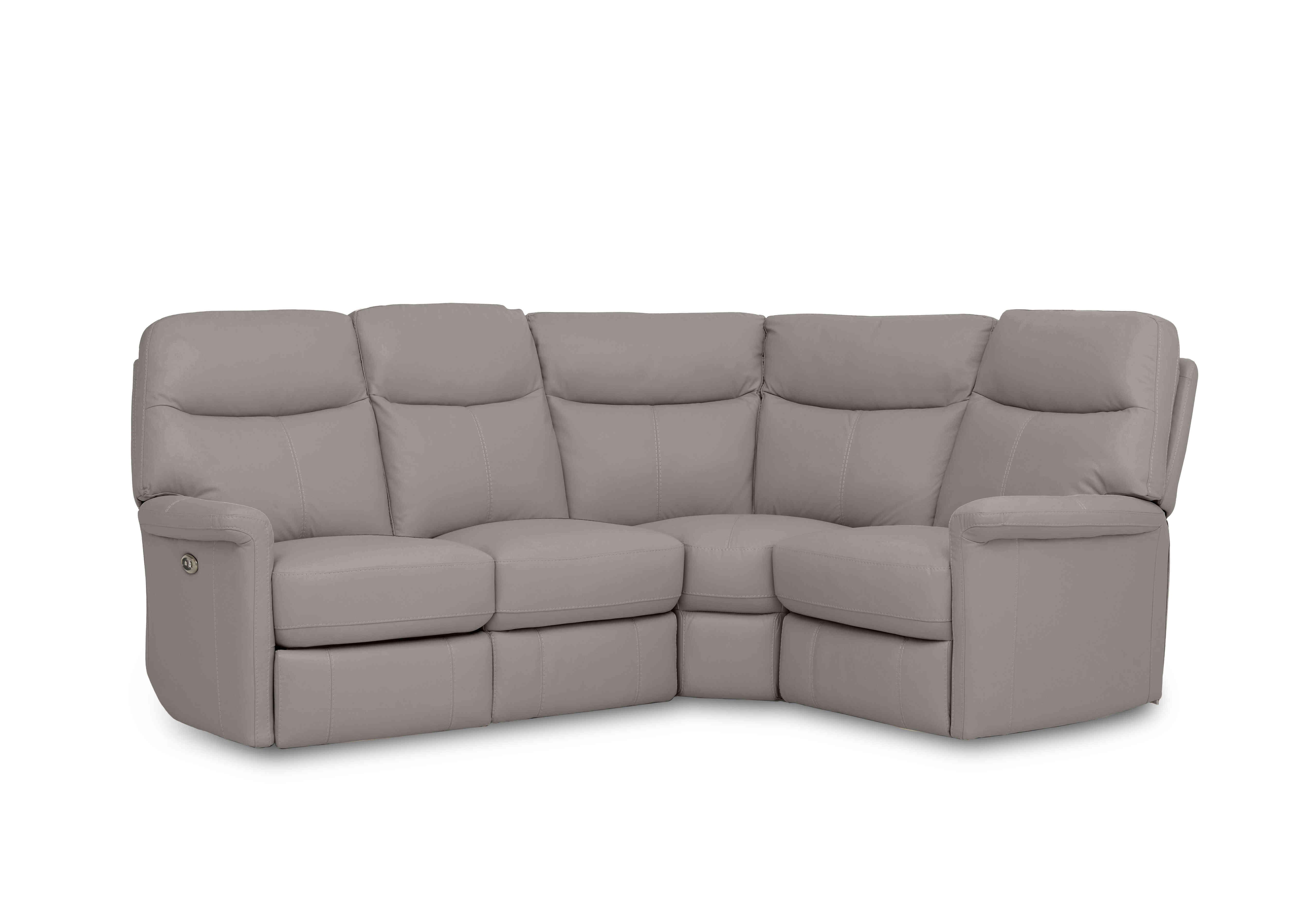 Compact Collection Lille Leather Corner Sofa in Bv-946b Silver Grey on Furniture Village