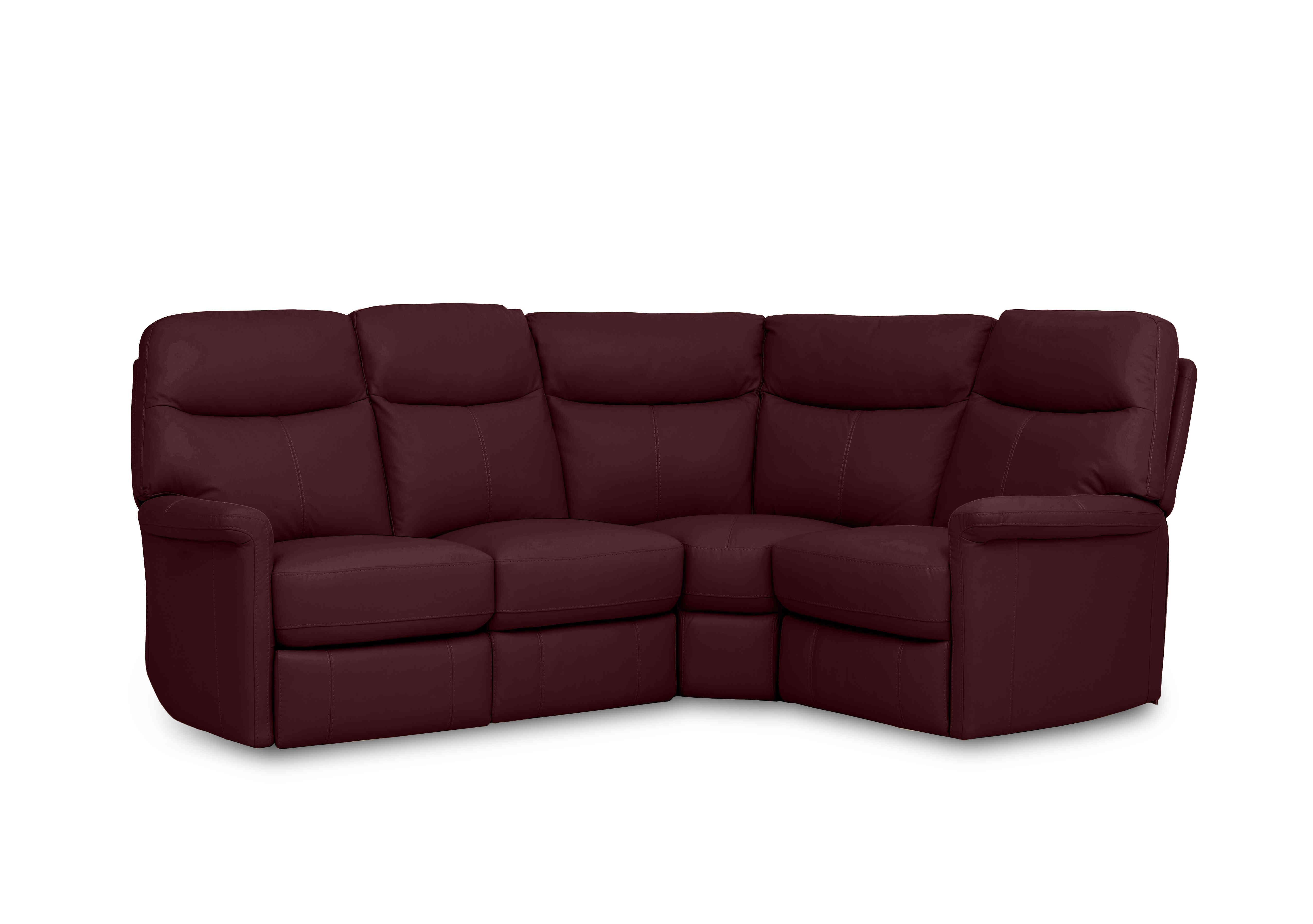 Compact Collection Lille Leather Corner Sofa in Nc-035c Deep Red on Furniture Village
