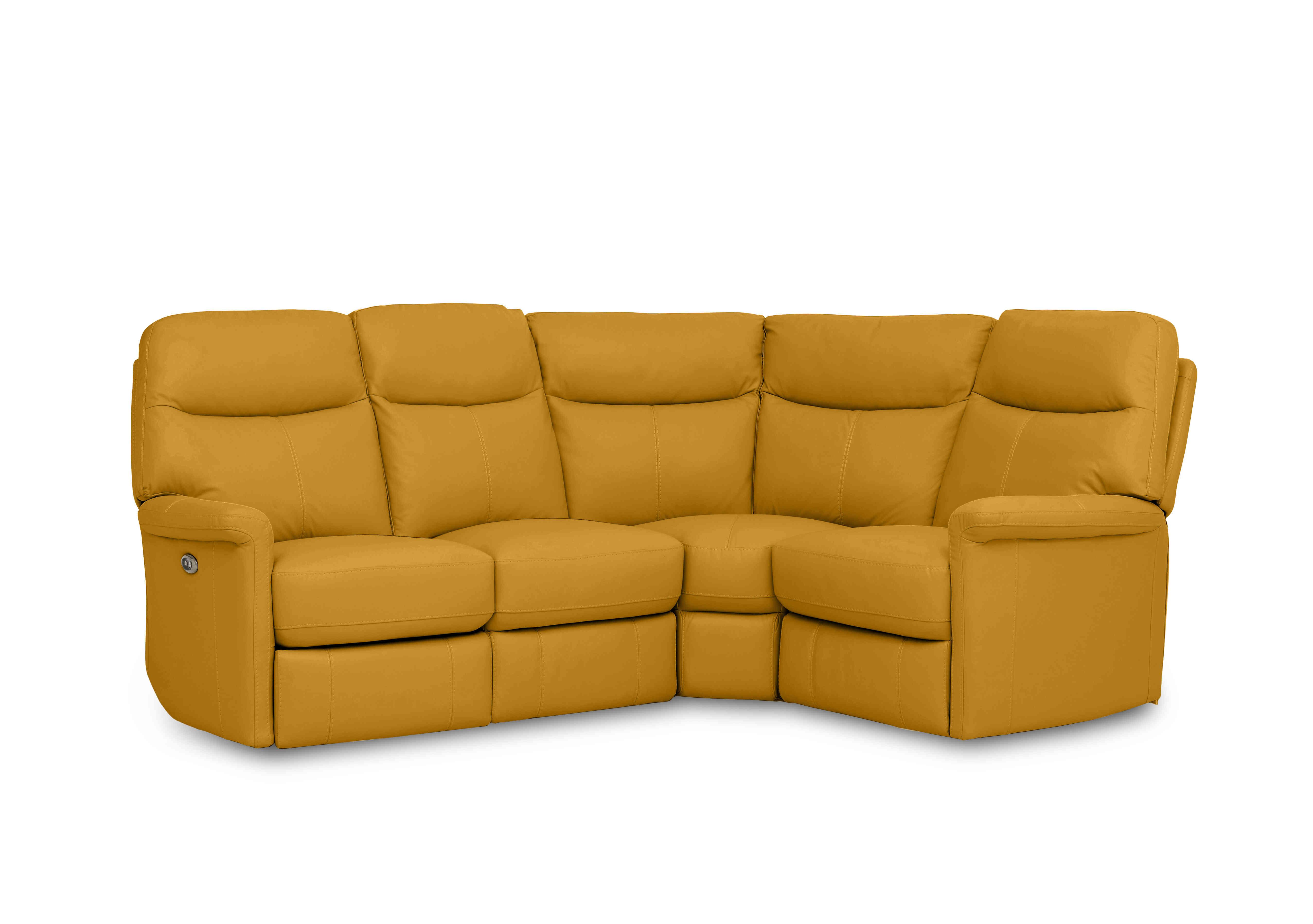 Compact Collection Lille Leather Corner Sofa in Nc-303e Sunflower on Furniture Village