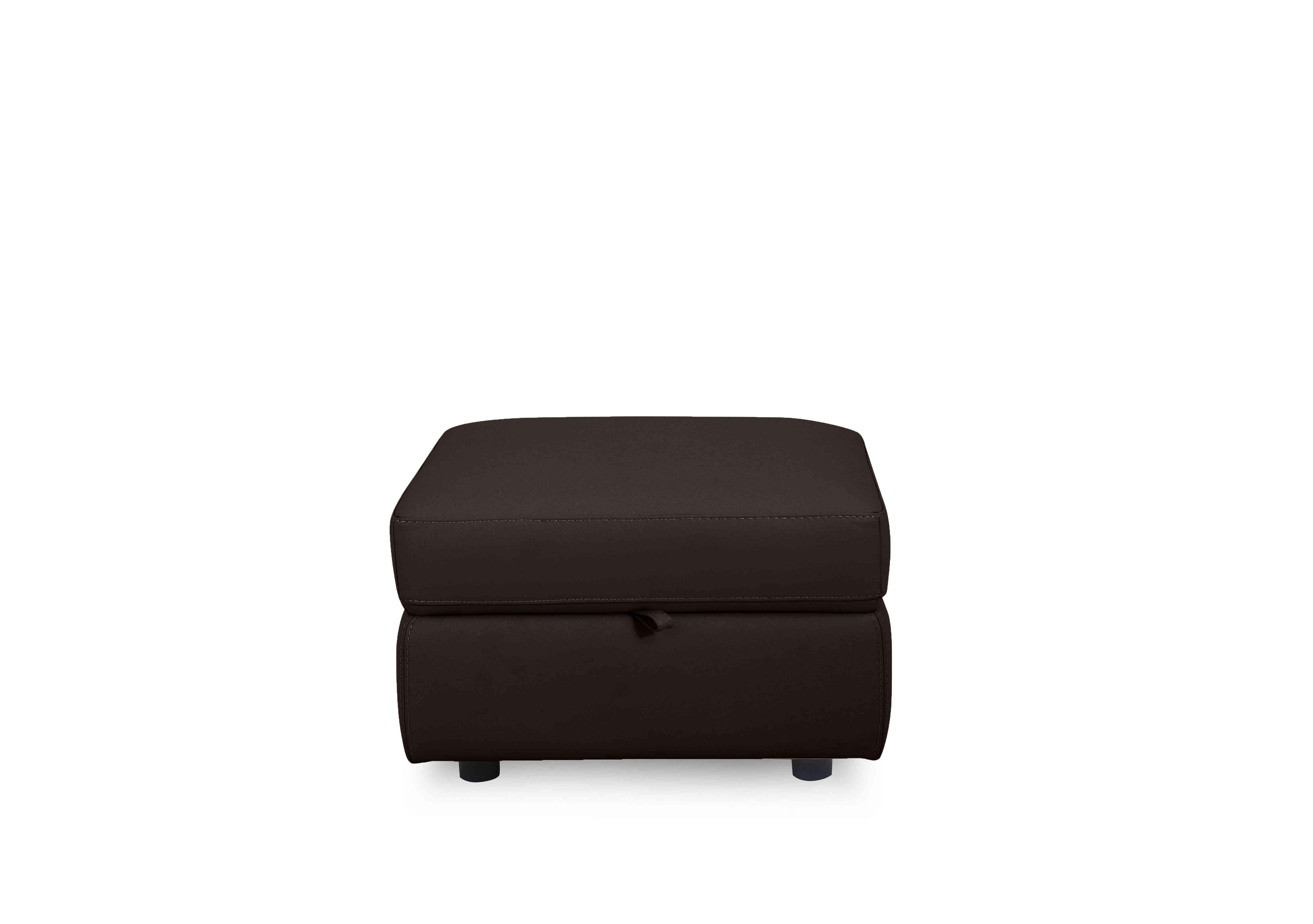 Compact Collection Lille Leather Storage Footstool in Bv-1748 Dark Chocolate on Furniture Village