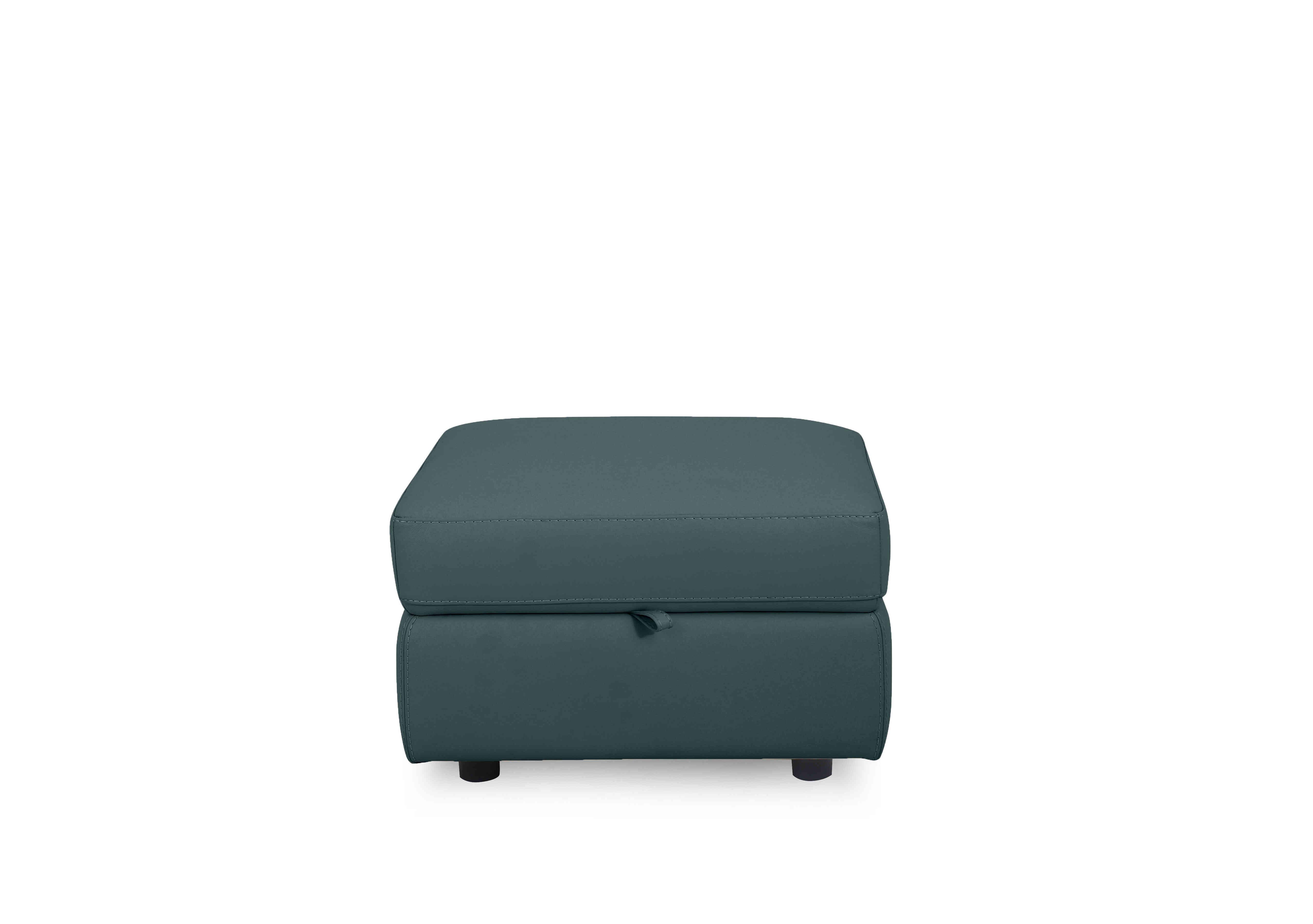 Compact Collection Lille Leather Storage Footstool in Bv-301e Lake Green on Furniture Village