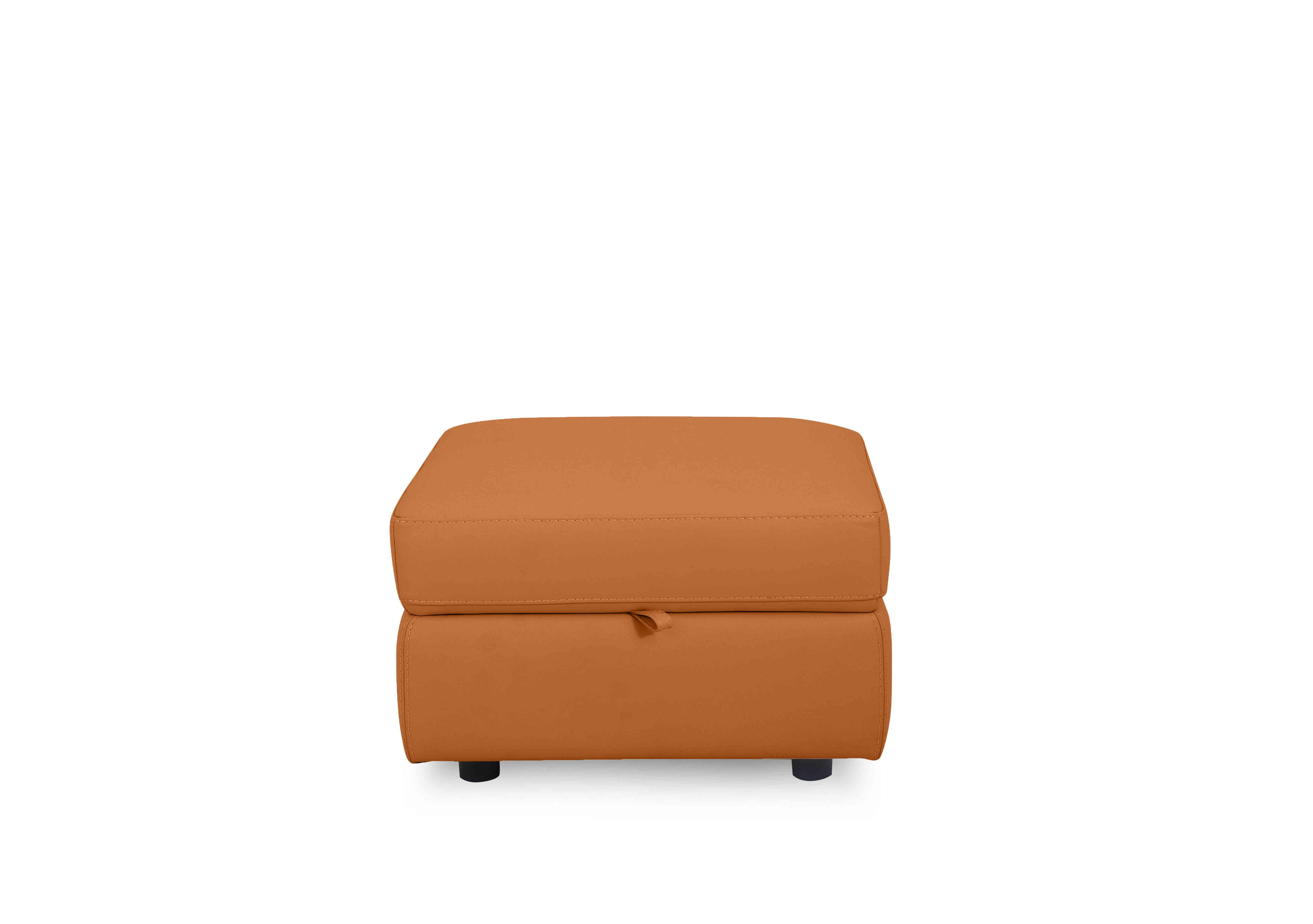 Compact Collection Lille Leather Storage Footstool in Bv-335e Honey Yellow on Furniture Village