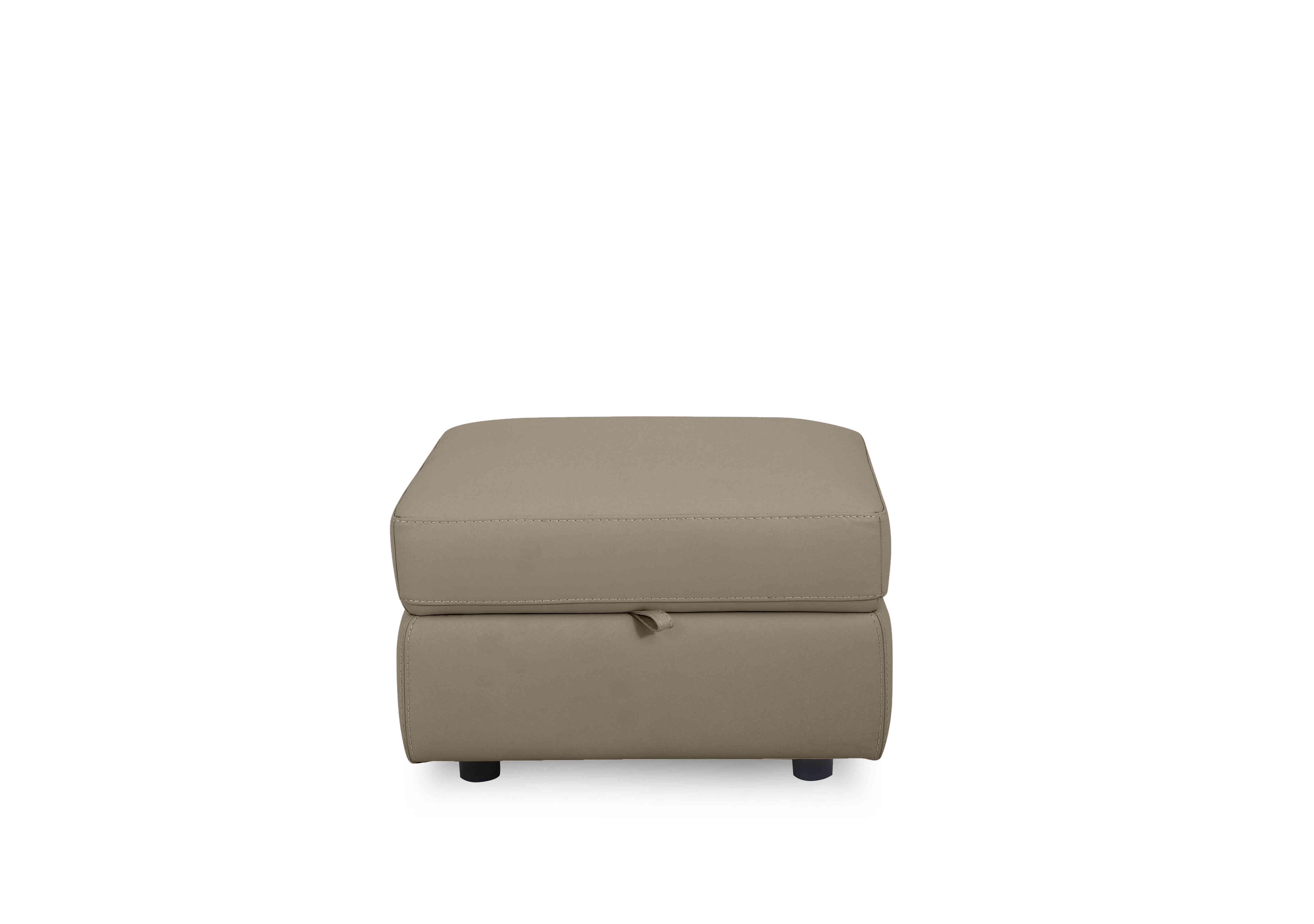 Compact Collection Lille Leather Storage Footstool in Bv-722a Taupe on Furniture Village