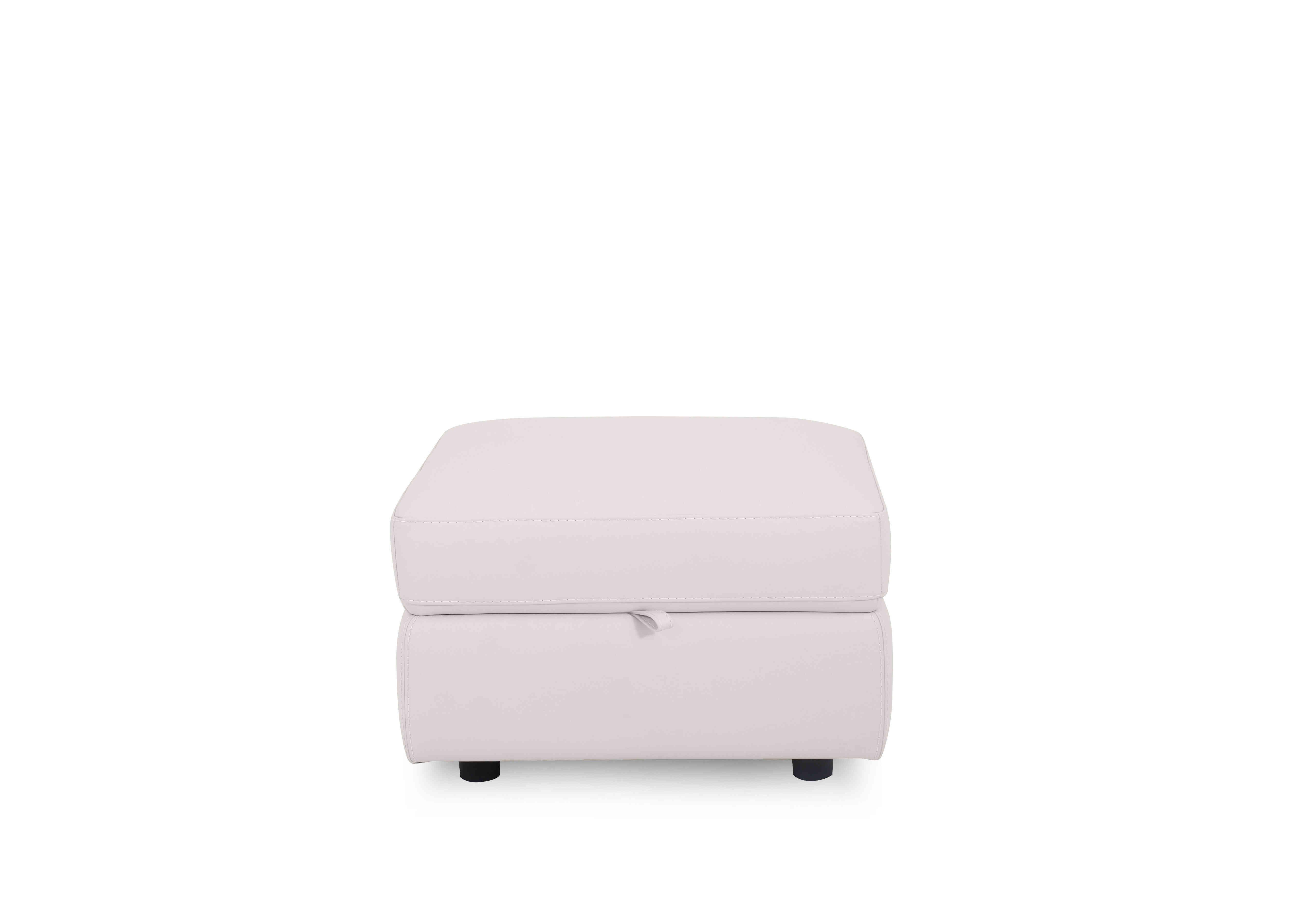 Compact Collection Lille Leather Storage Footstool in Bv-744d Star White on Furniture Village