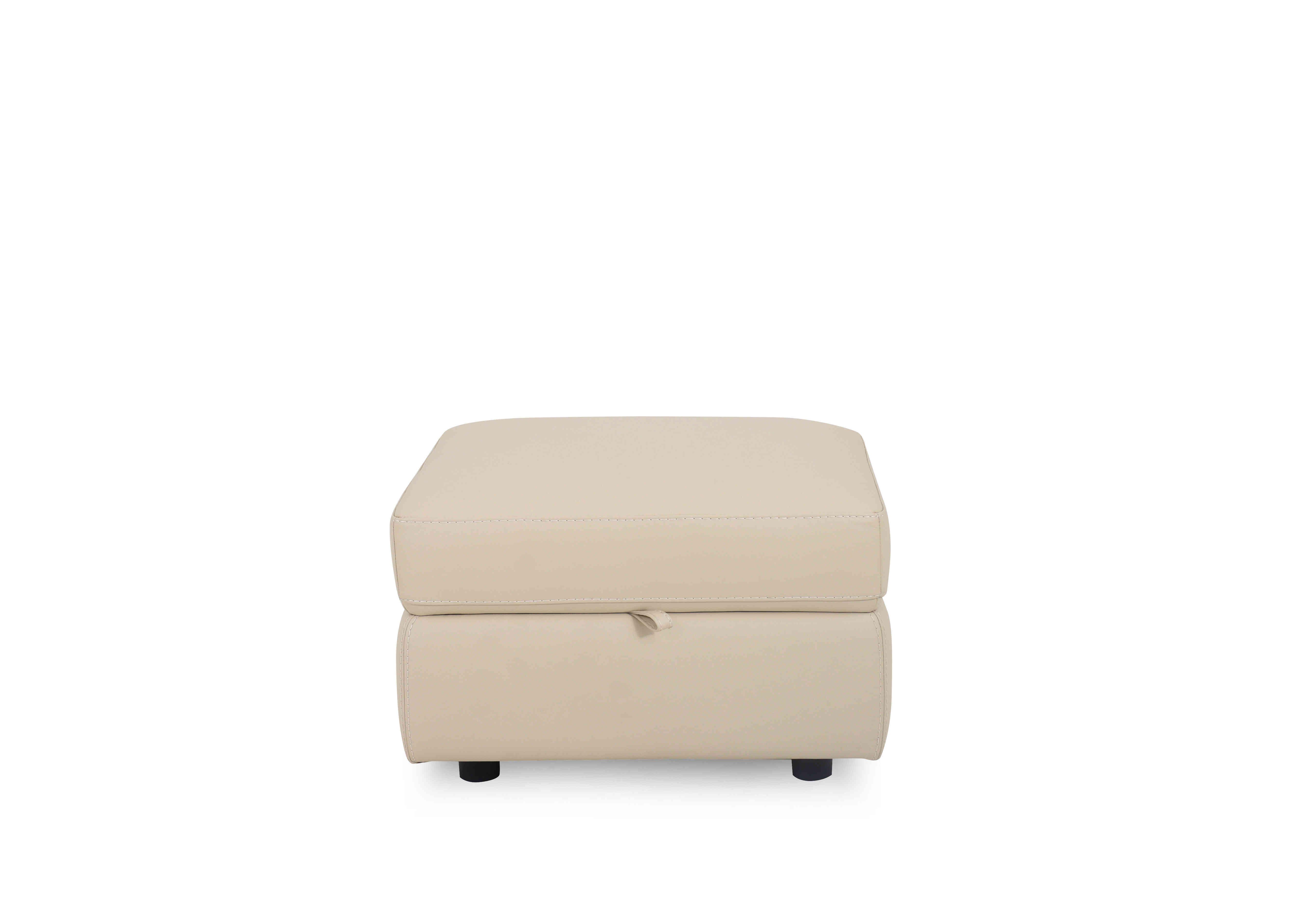 Compact Collection Lille Leather Storage Footstool in Bv-862c Bisque on Furniture Village