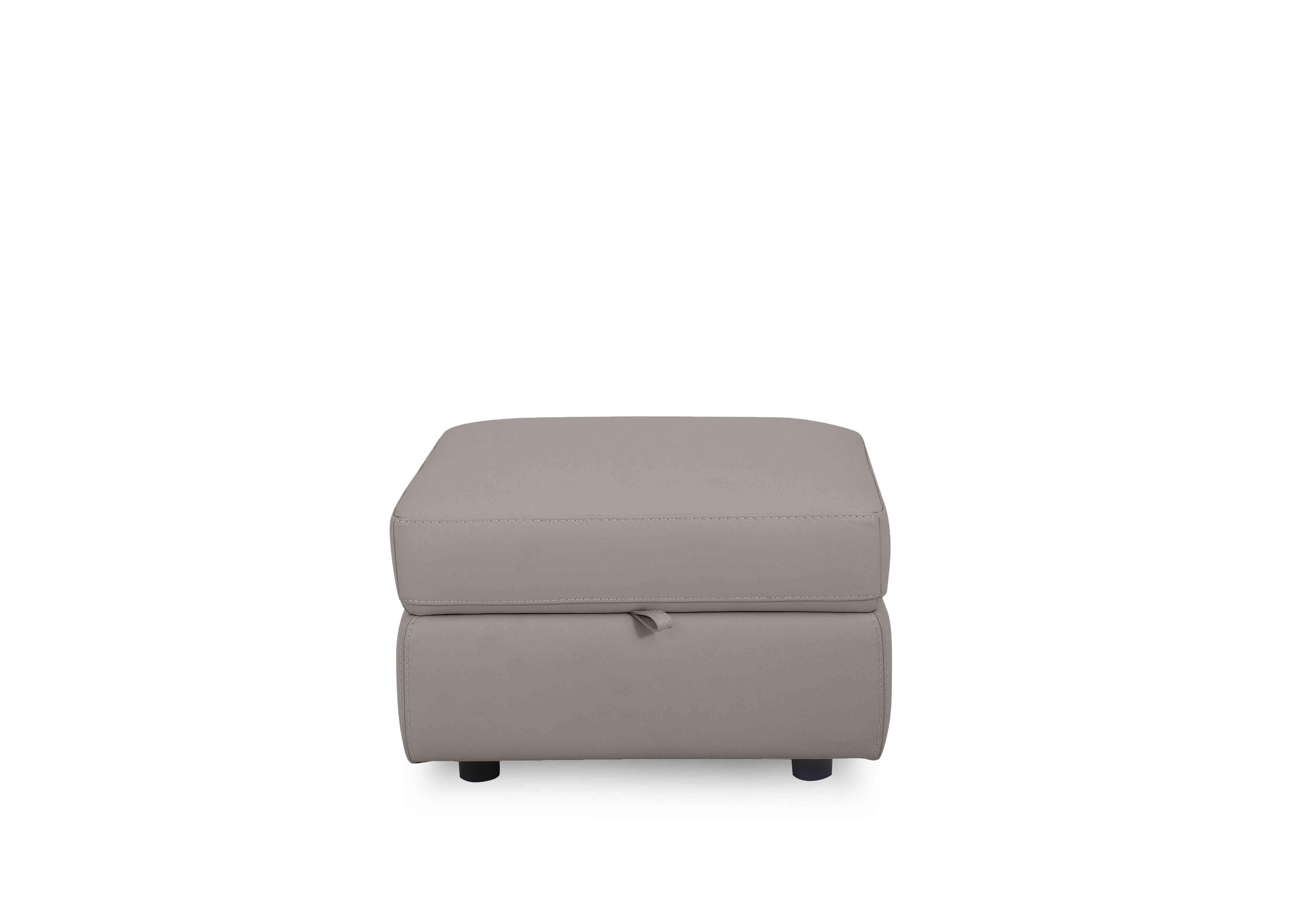 Compact Collection Lille Leather Storage Footstool in Bv-946b Silver Grey on Furniture Village
