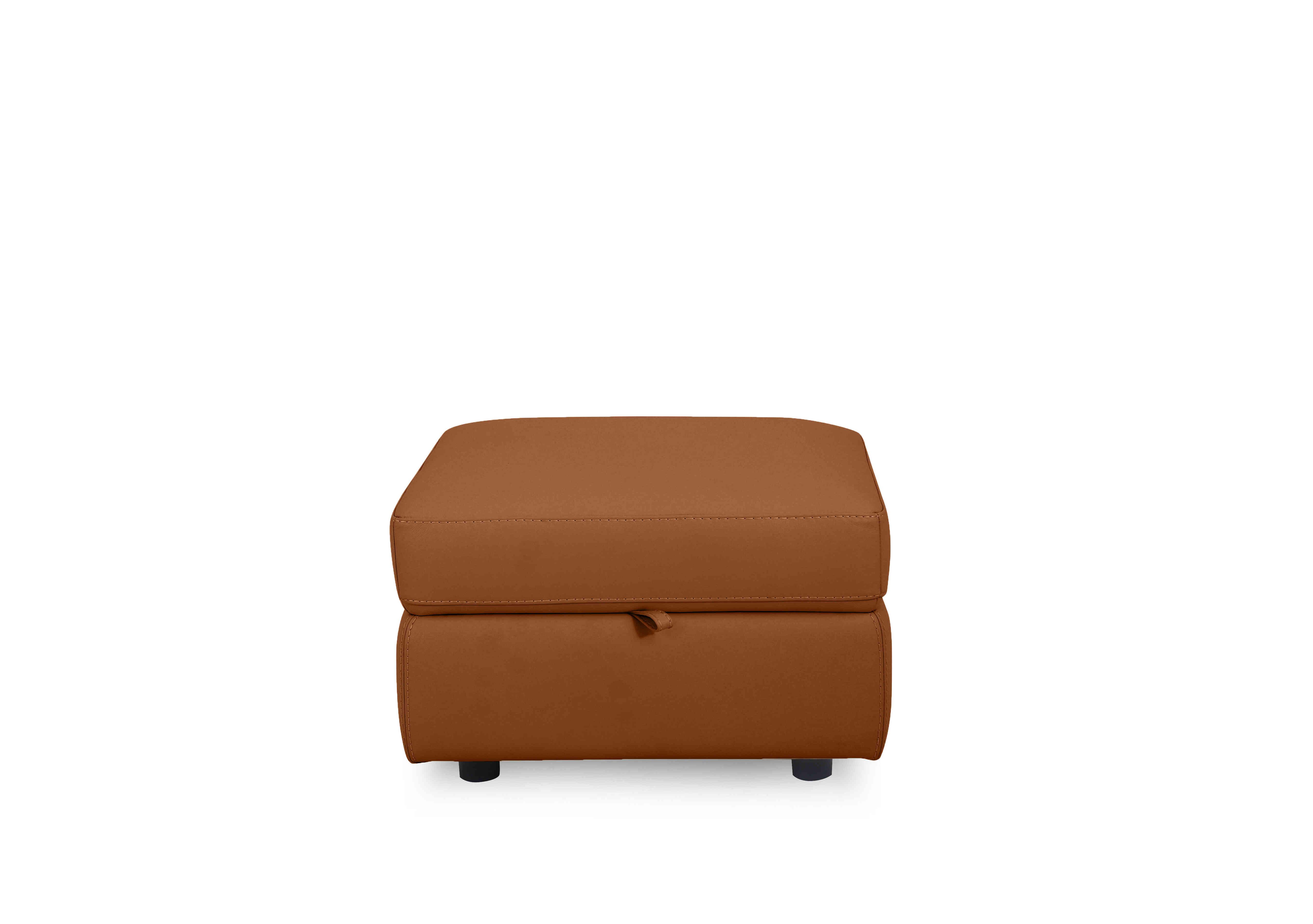 Compact Collection Lille Leather Storage Footstool in Hw-602b Pecan Brown on Furniture Village