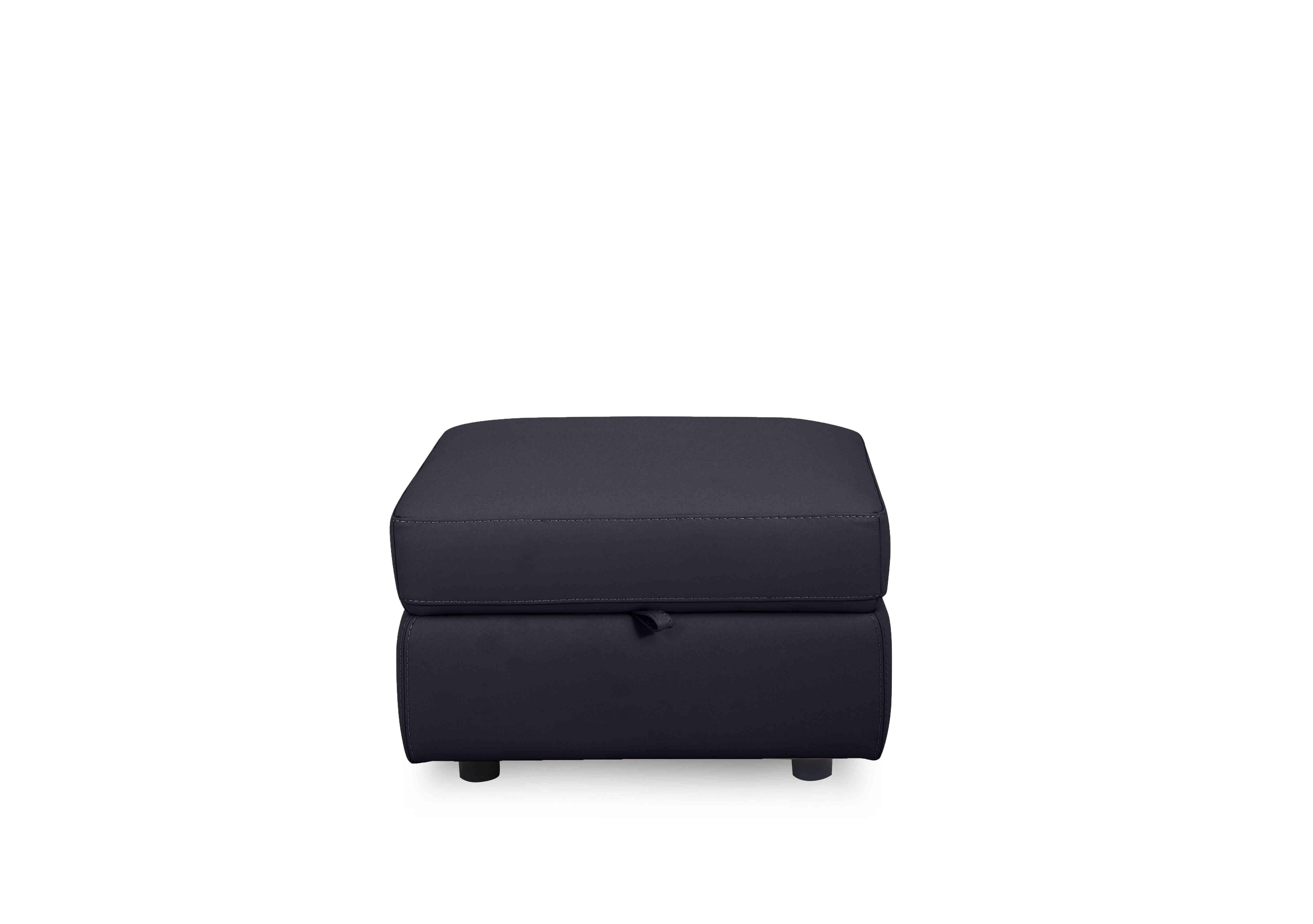 Compact Collection Lille Leather Storage Footstool in Hw-887c Black on Furniture Village