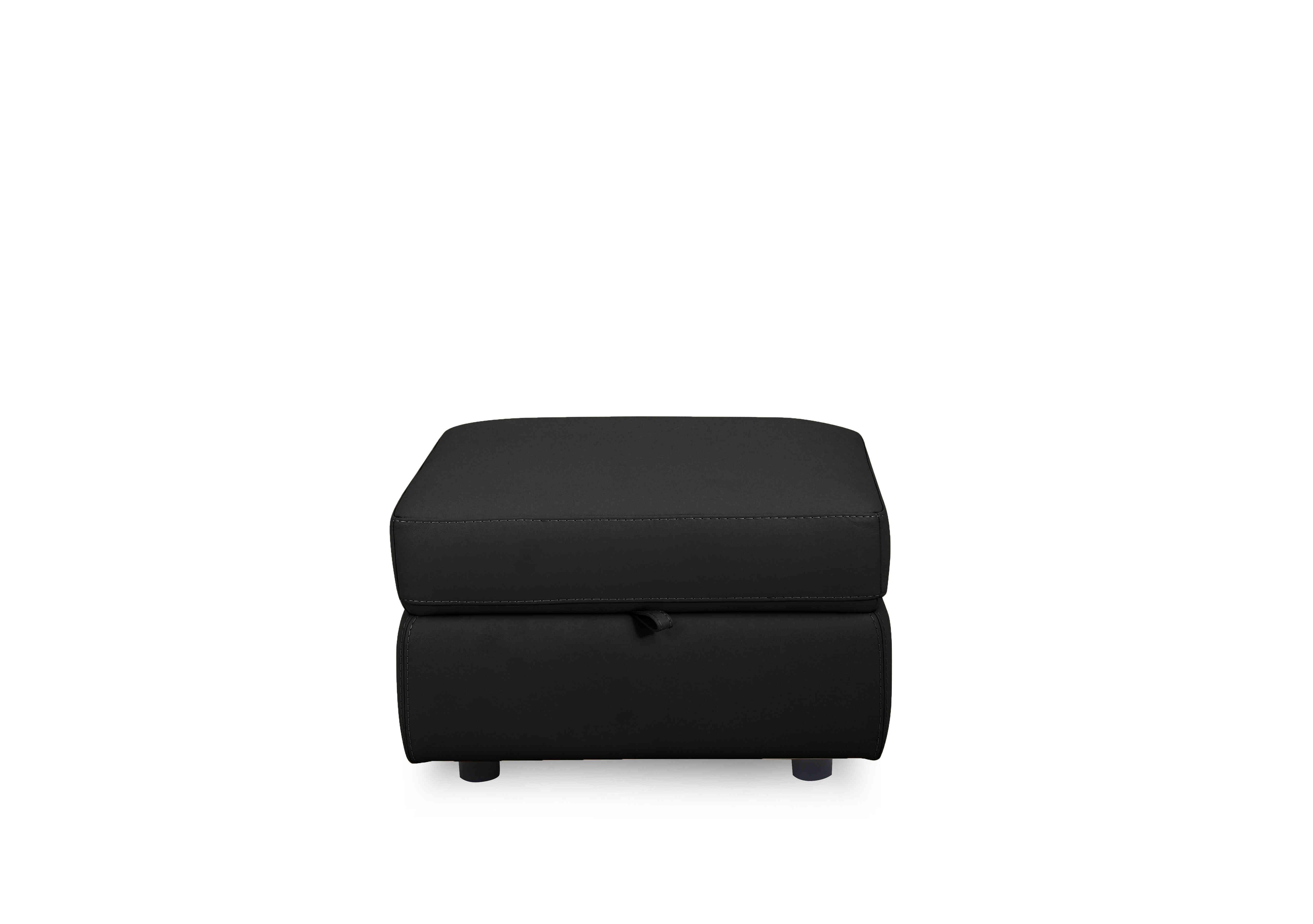 Compact Collection Lille Leather Storage Footstool in Nc-023c Black on Furniture Village
